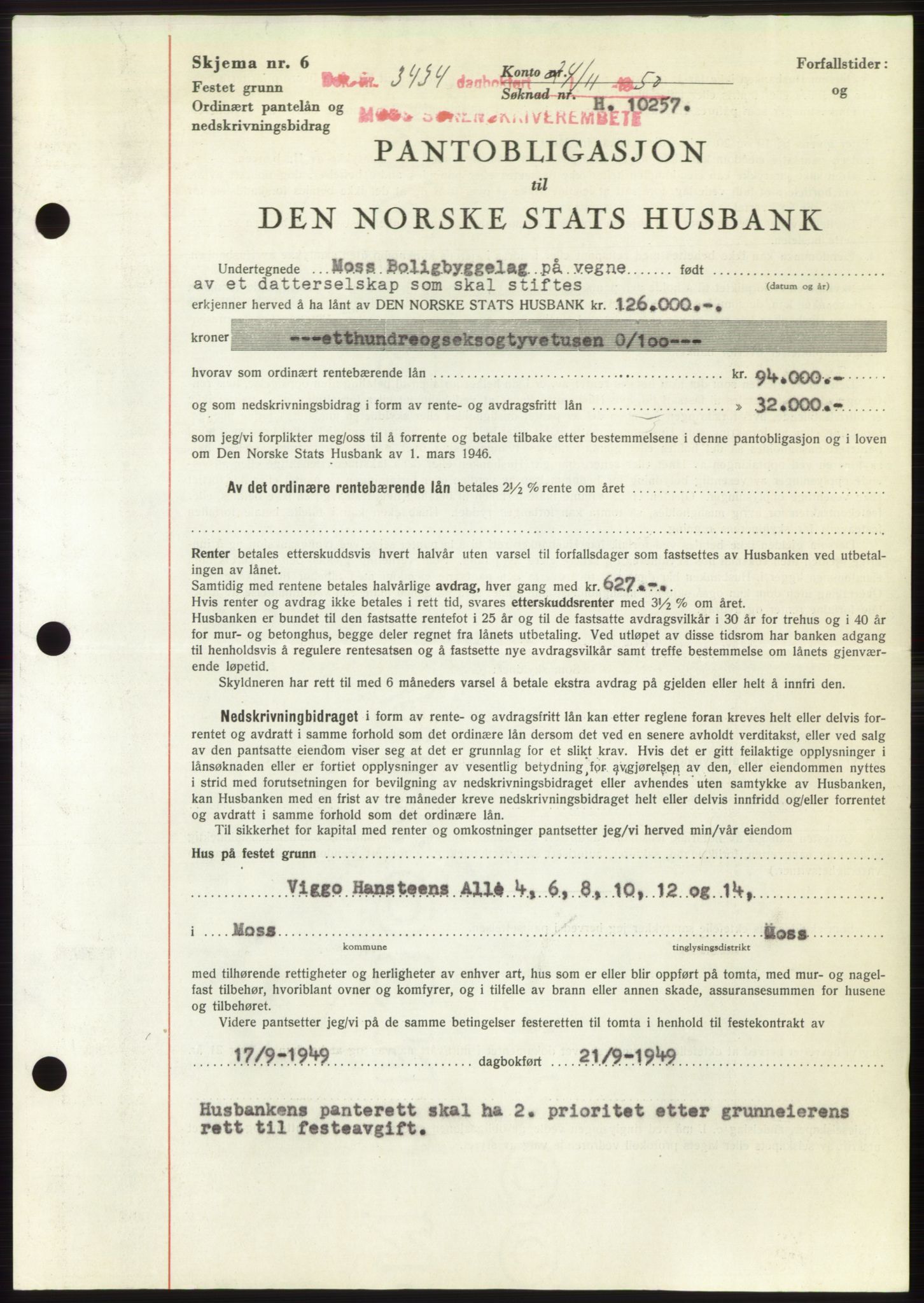 Moss sorenskriveri, SAO/A-10168: Pantebok nr. B25, 1950-1950, Dagboknr: 3434/1950