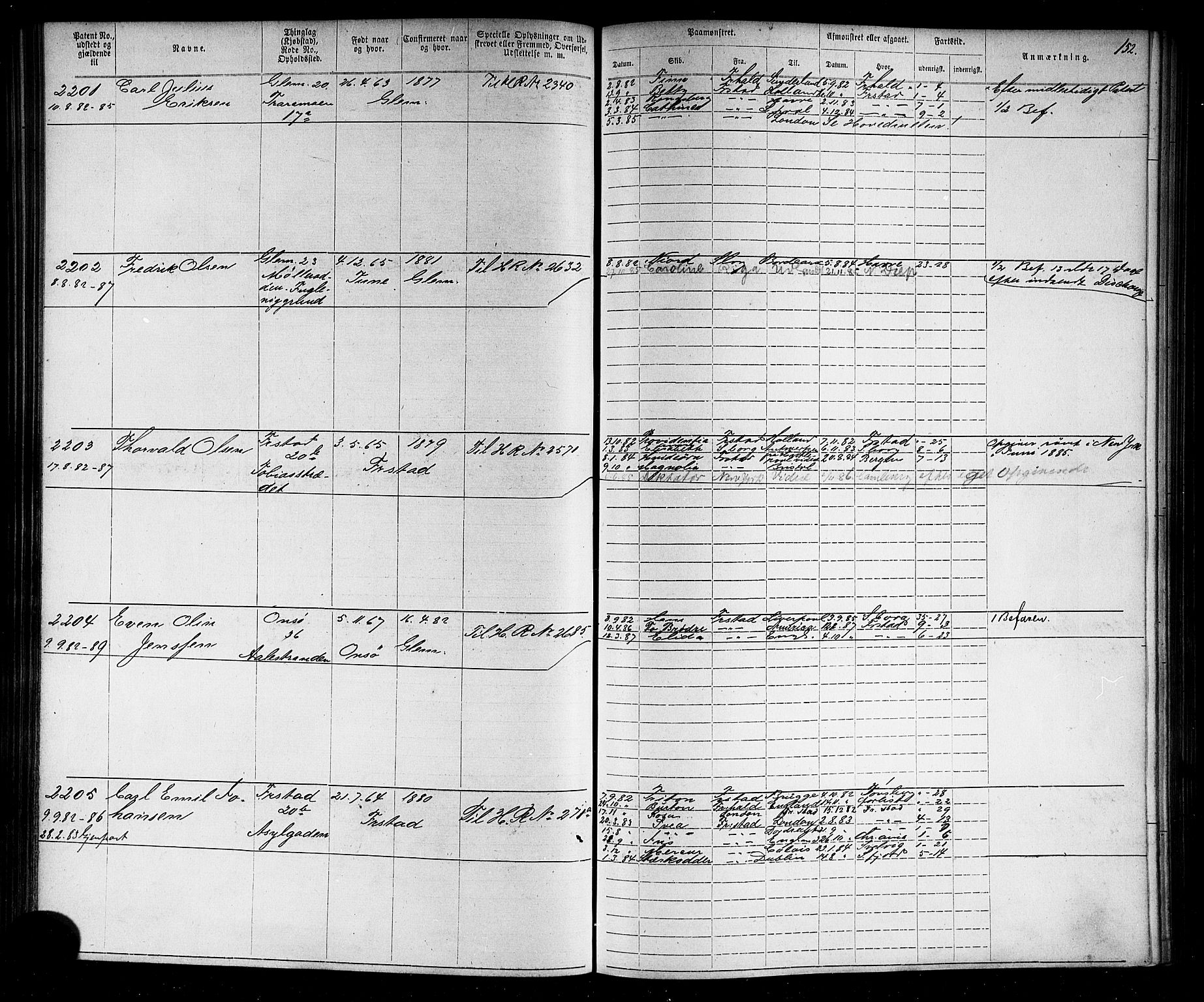 Fredrikstad mønstringskontor, AV/SAO-A-10569b/F/Fc/Fca/L0004: Annotasjonsrulle, 1885-1893, s. 155