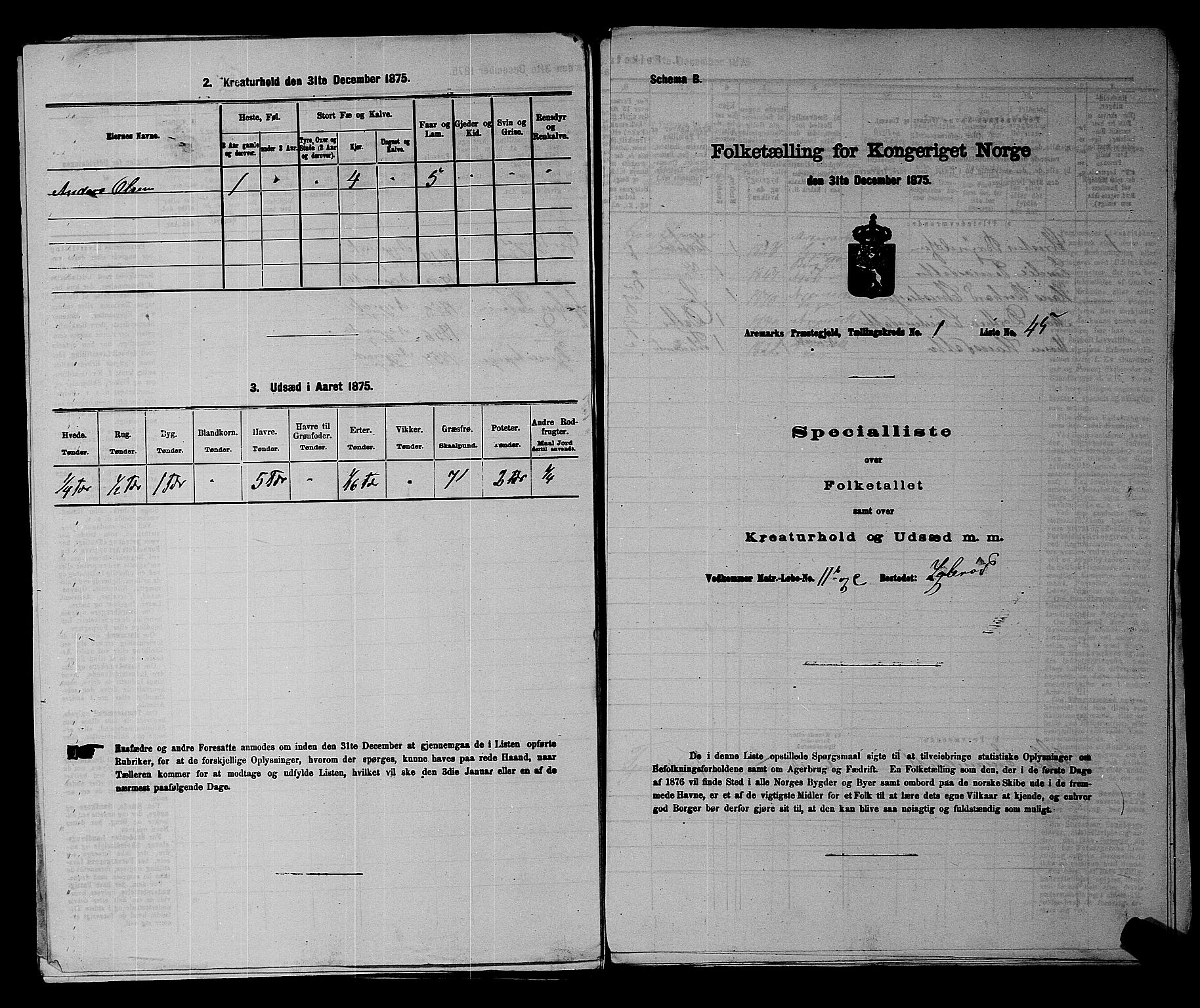 RA, Folketelling 1875 for 0118P Aremark prestegjeld, 1875, s. 154