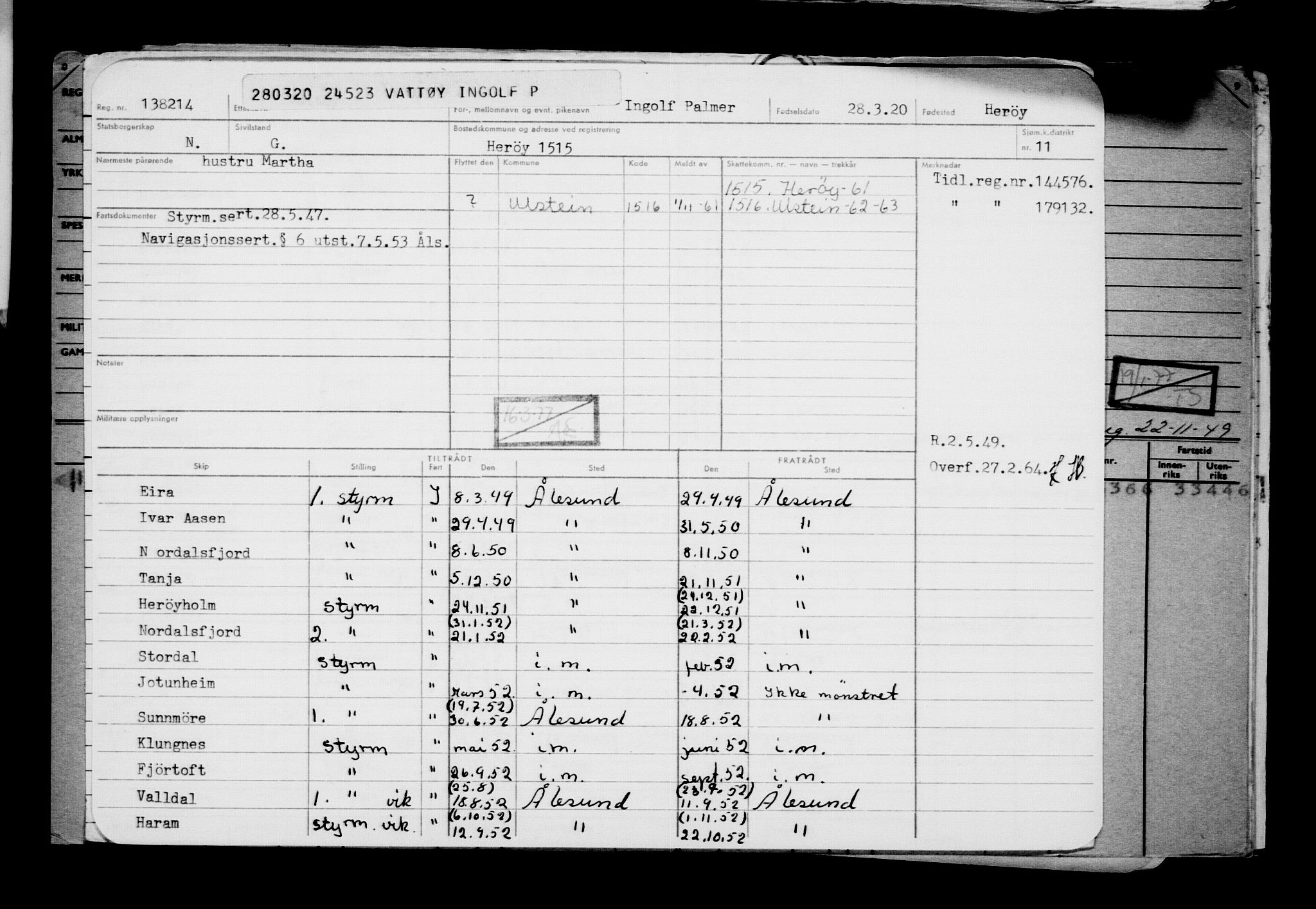 Direktoratet for sjømenn, AV/RA-S-3545/G/Gb/L0178: Hovedkort, 1920, s. 713