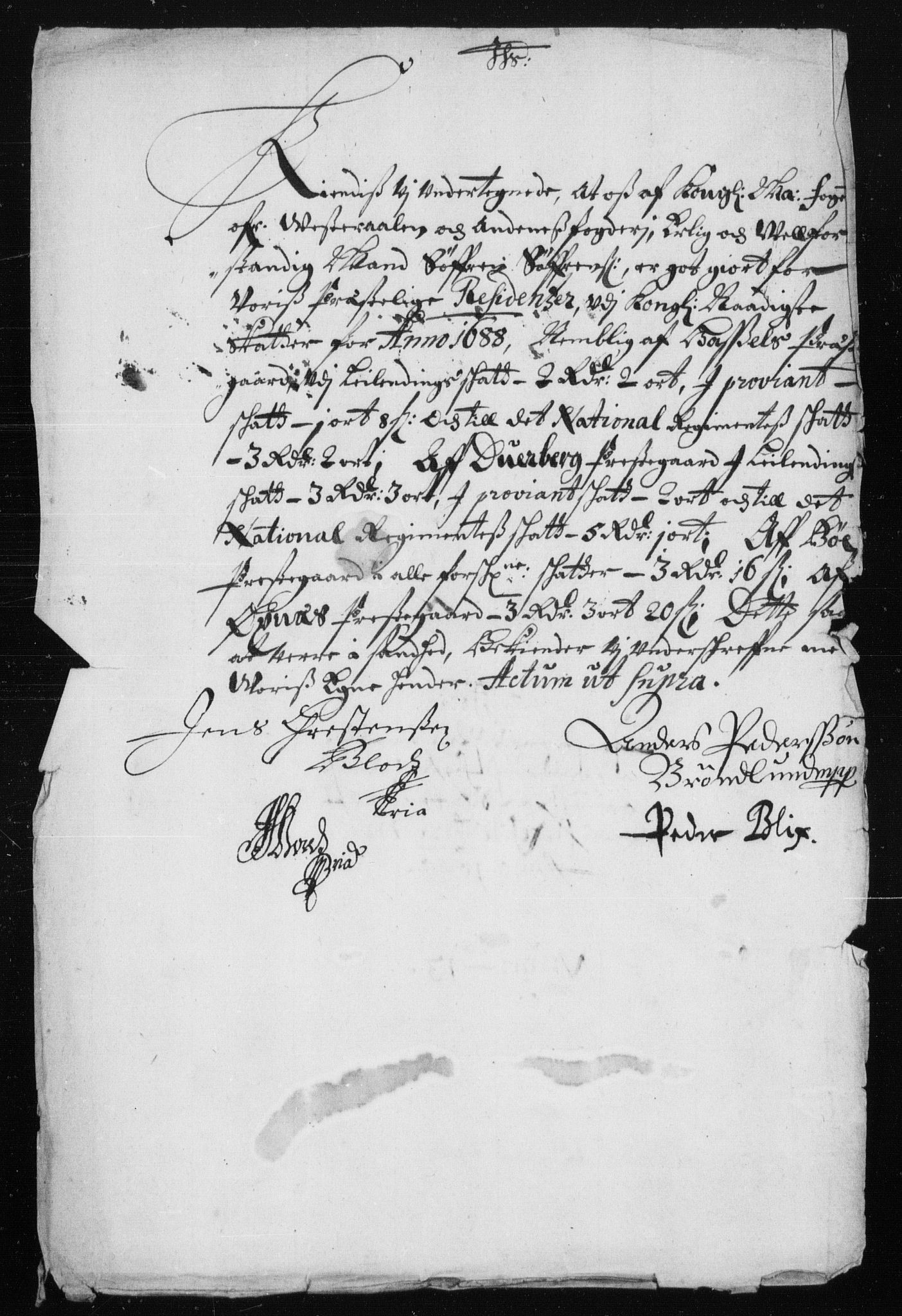 Rentekammeret inntil 1814, Reviderte regnskaper, Stiftamtstueregnskaper, Trondheim stiftamt og Nordland amt, AV/RA-EA-6044/R/Rh/L0012: Nordland amt, 1688