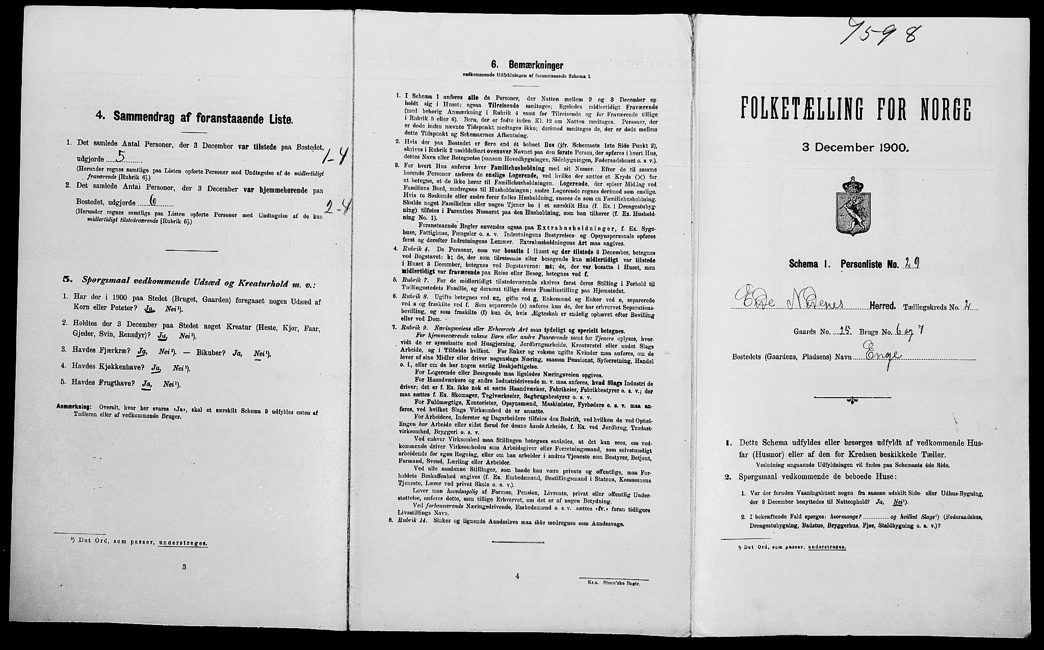 SAK, Folketelling 1900 for 0925 Eide herred, 1900, s. 202