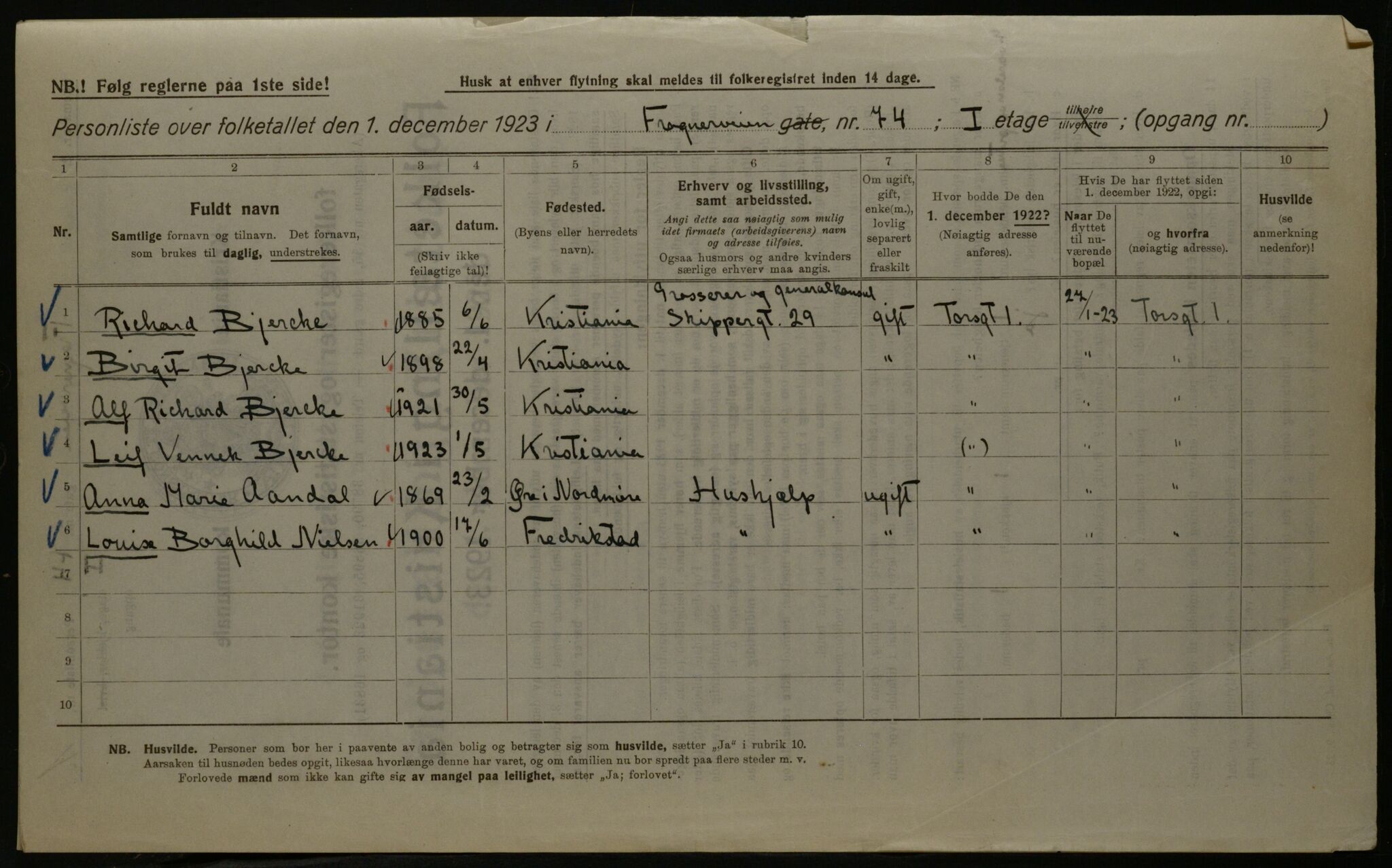 OBA, Kommunal folketelling 1.12.1923 for Kristiania, 1923, s. 31451