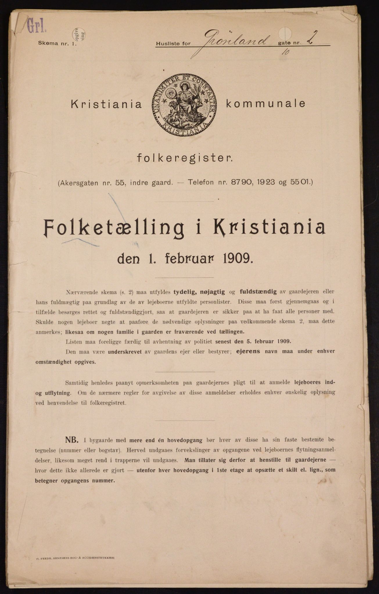 OBA, Kommunal folketelling 1.2.1909 for Kristiania kjøpstad, 1909, s. 28318