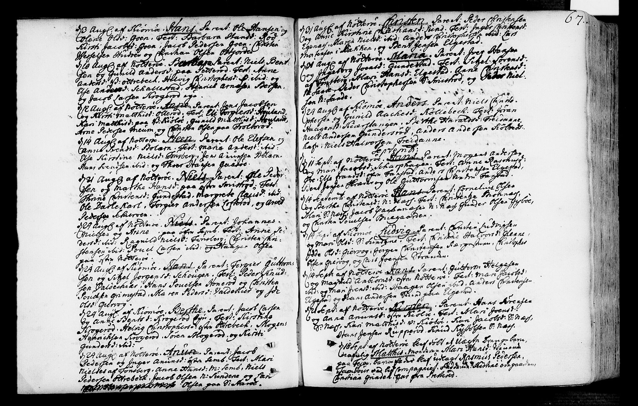 Nøtterøy kirkebøker, AV/SAKO-A-354/F/Fa/L0002: Ministerialbok nr. I 2, 1738-1790, s. 67