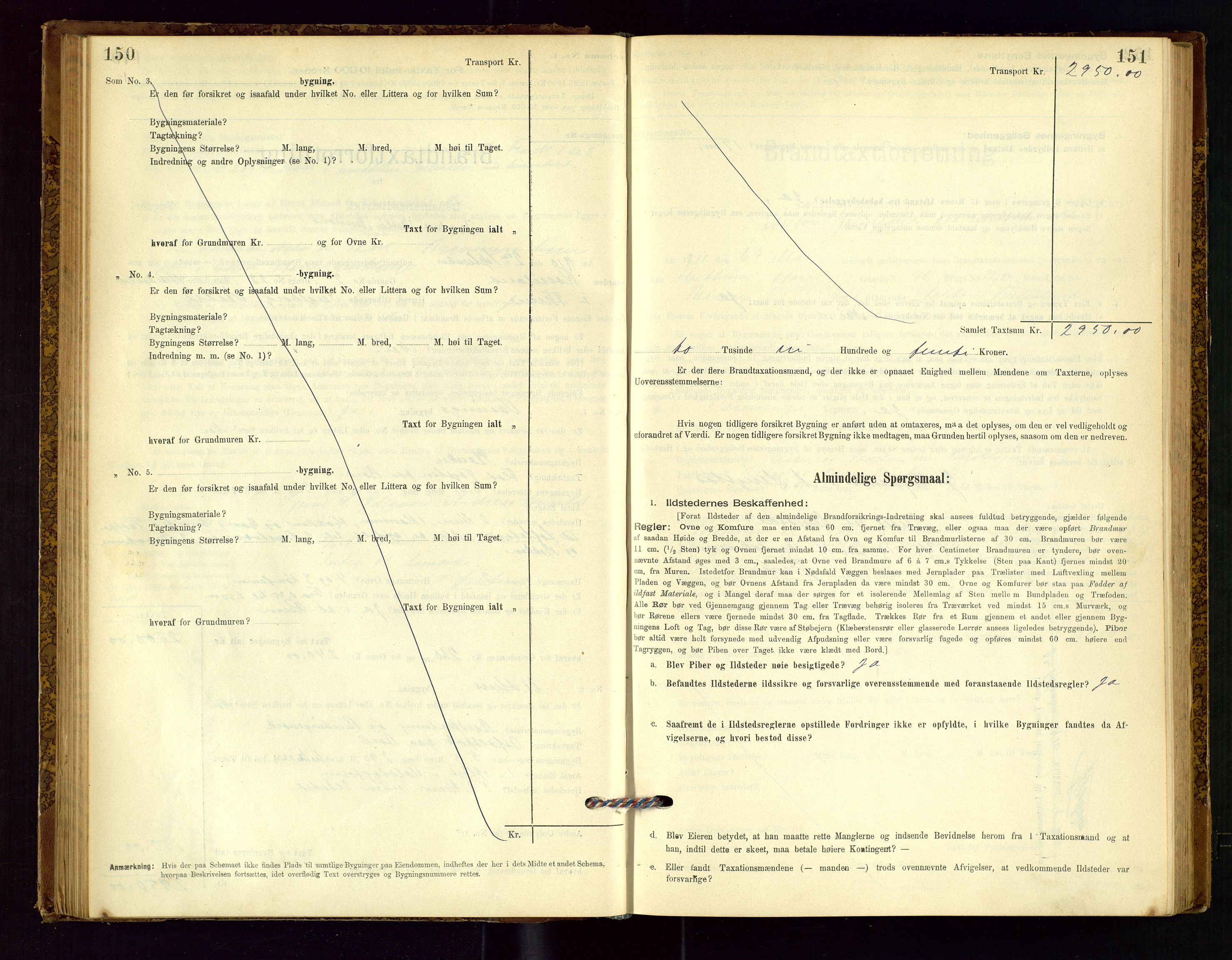Time lensmannskontor, SAST/A-100420/Gob/L0001: Branntakstprotokoll, 1896-1914, s. 150-151