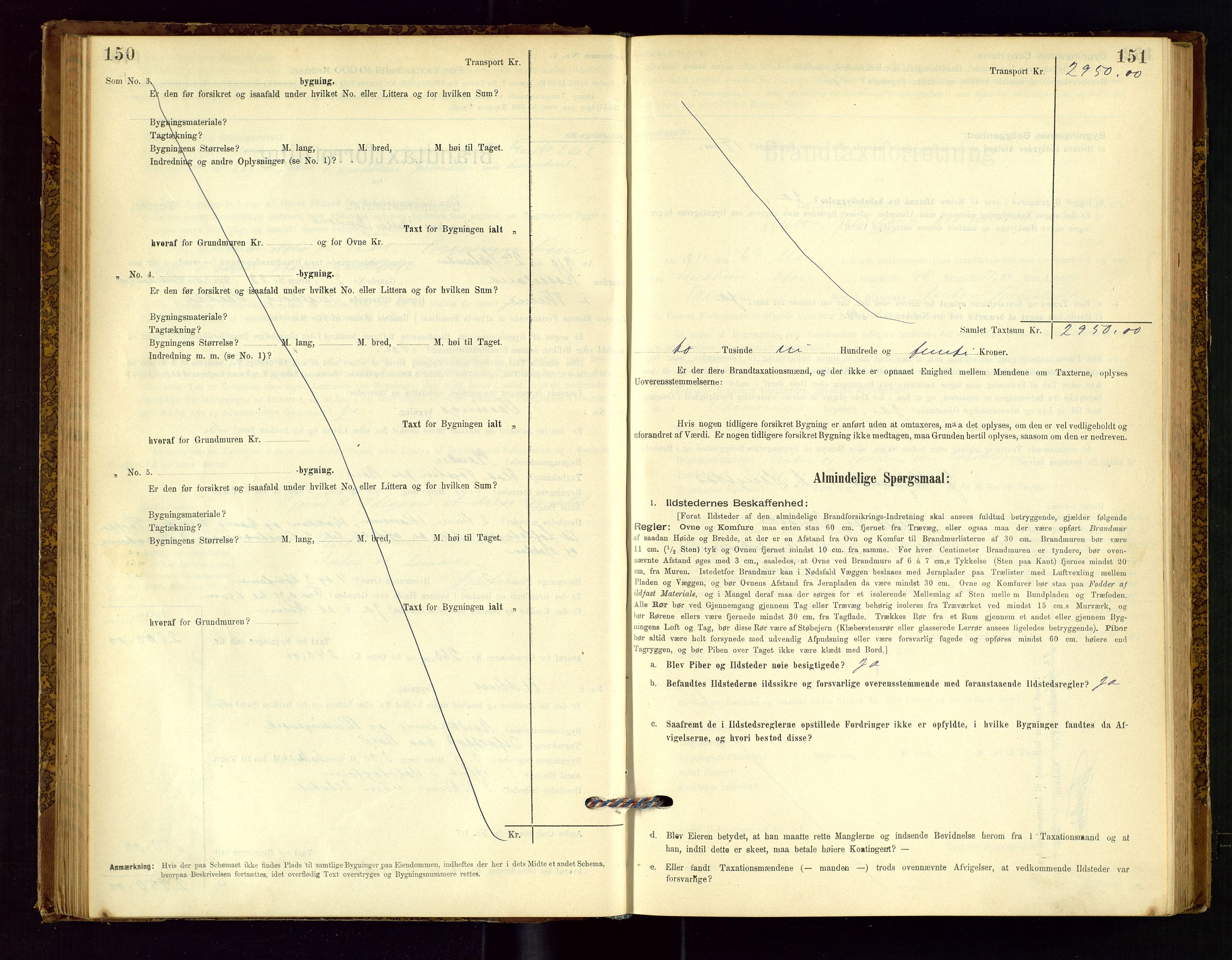 Time lensmannskontor, AV/SAST-A-100420/Gob/L0001: Branntakstprotokoll, 1896-1914, s. 150-151