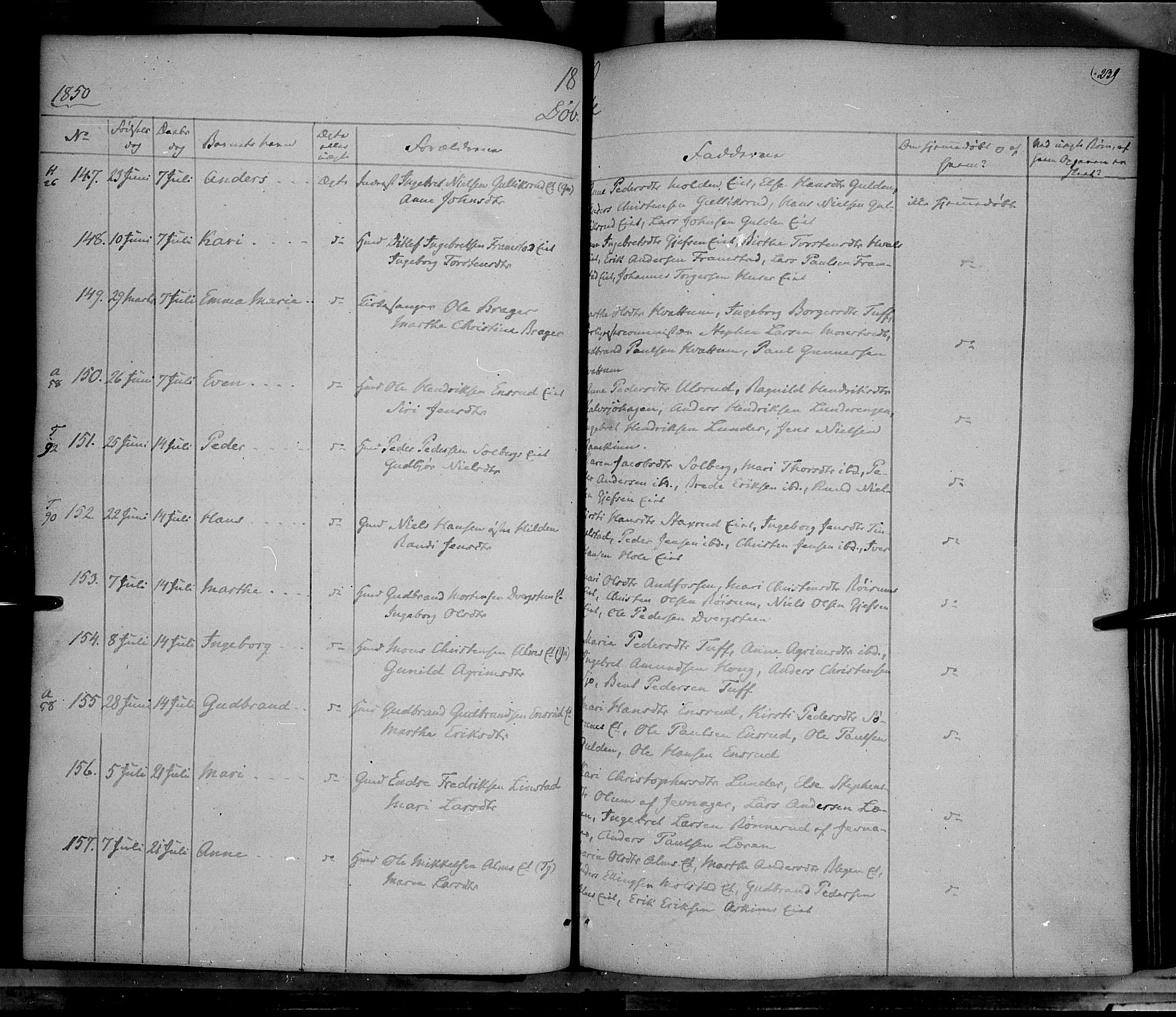 Gran prestekontor, AV/SAH-PREST-112/H/Ha/Haa/L0011: Ministerialbok nr. 11, 1842-1856, s. 238-239