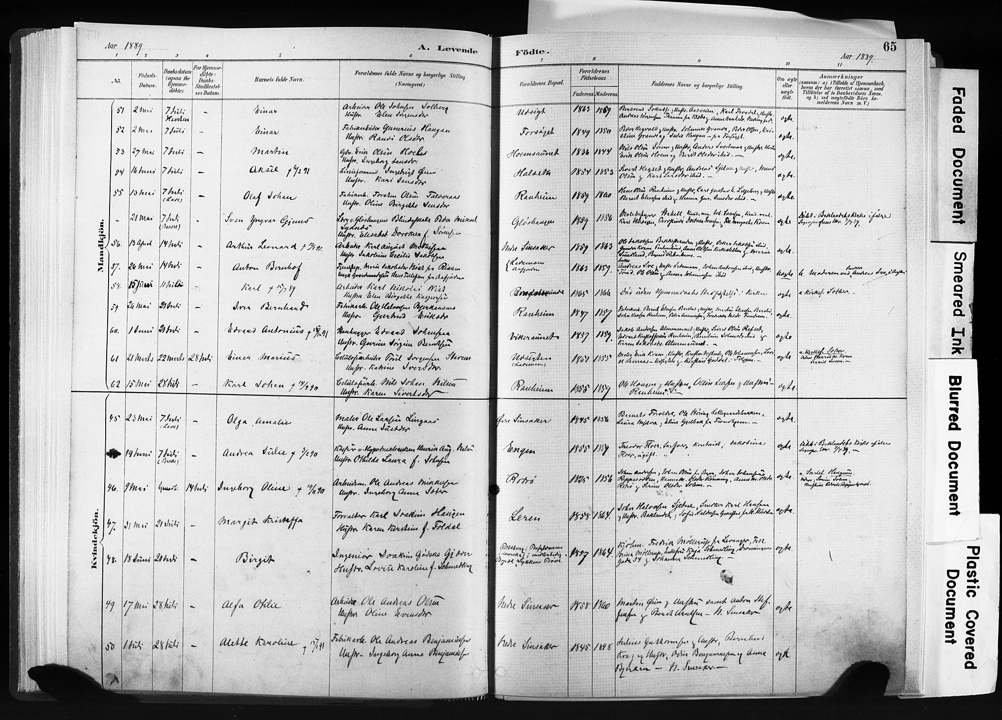 Ministerialprotokoller, klokkerbøker og fødselsregistre - Sør-Trøndelag, SAT/A-1456/606/L0300: Ministerialbok nr. 606A15, 1886-1893, s. 65