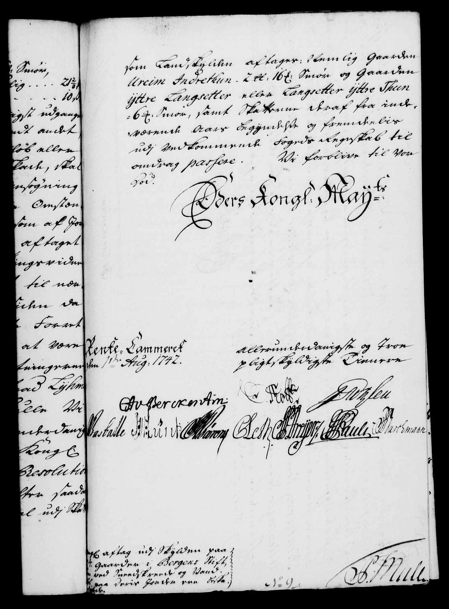 Rentekammeret, Kammerkanselliet, RA/EA-3111/G/Gf/Gfa/L0025: Norsk relasjons- og resolusjonsprotokoll (merket RK 52.25), 1742, s. 524