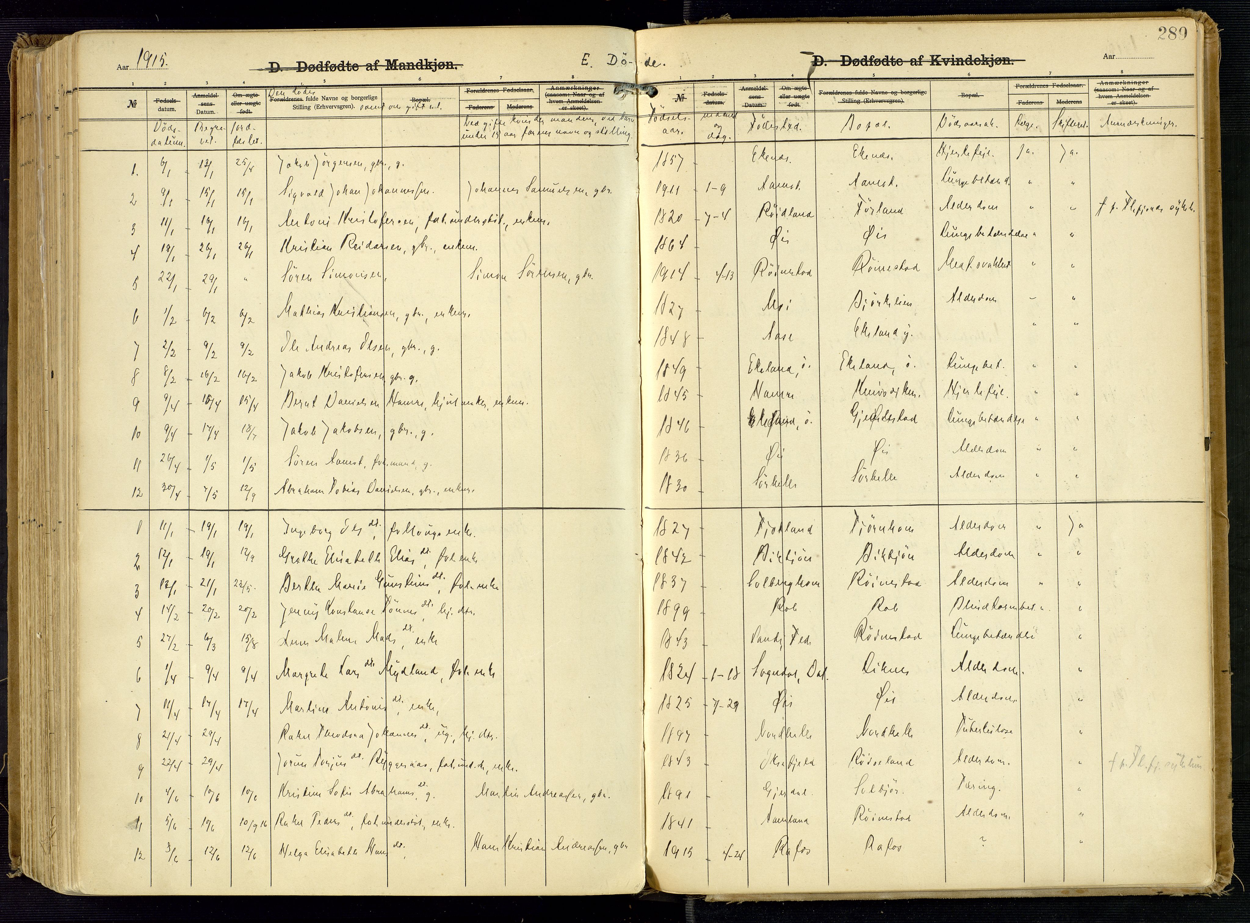 Kvinesdal sokneprestkontor, SAK/1111-0026/F/Fa/Fab/L0009: Ministerialbok nr. A 9, 1898-1915, s. 289