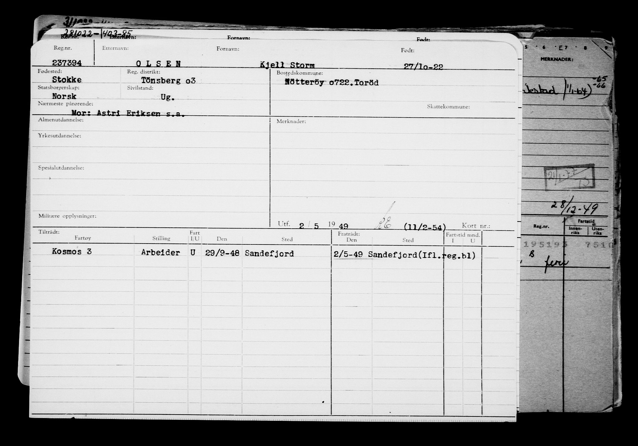 Direktoratet for sjømenn, AV/RA-S-3545/G/Gb/L0211: Hovedkort, 1922, s. 563