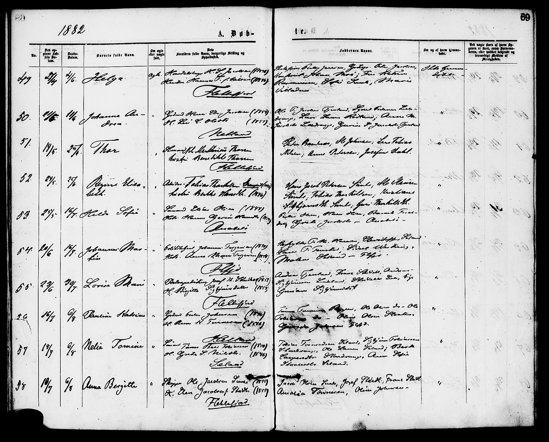 Flekkefjord sokneprestkontor, AV/SAK-1111-0012/F/Fa/Fac/L0007: Ministerialbok nr. A 7, 1875-1885, s. 69