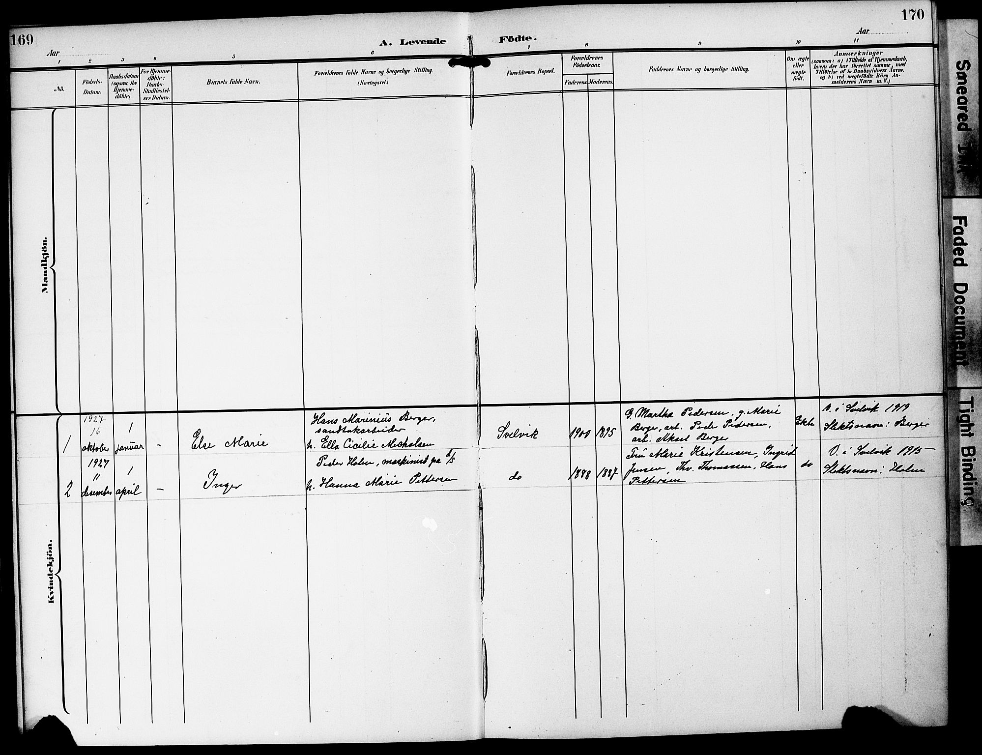 Strømm kirkebøker, AV/SAKO-A-322/G/Gb/L0002: Klokkerbok nr. II 2, 1897-1928, s. 169-170
