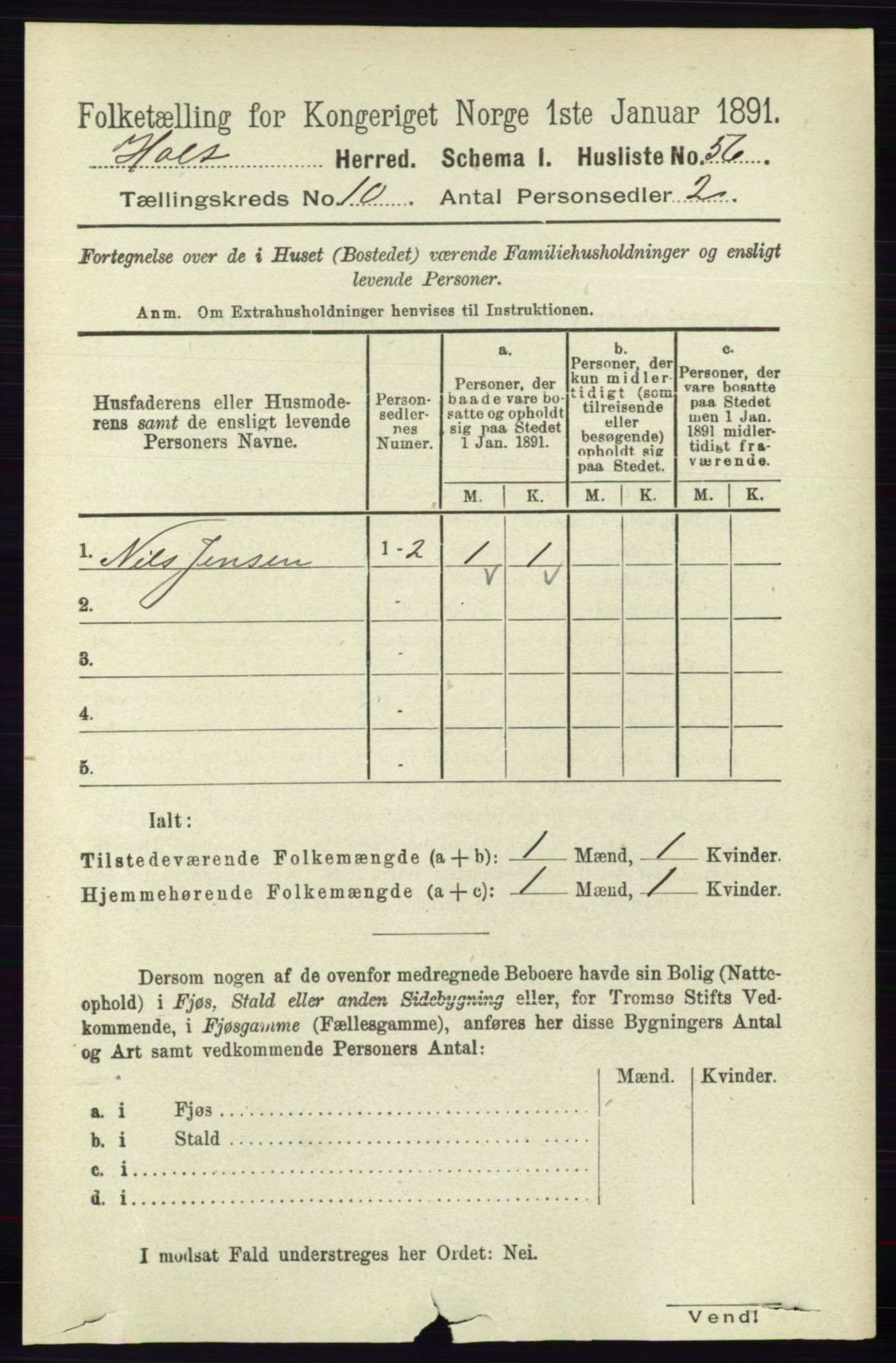 RA, Folketelling 1891 for 0914 Holt herred, 1891, s. 4422