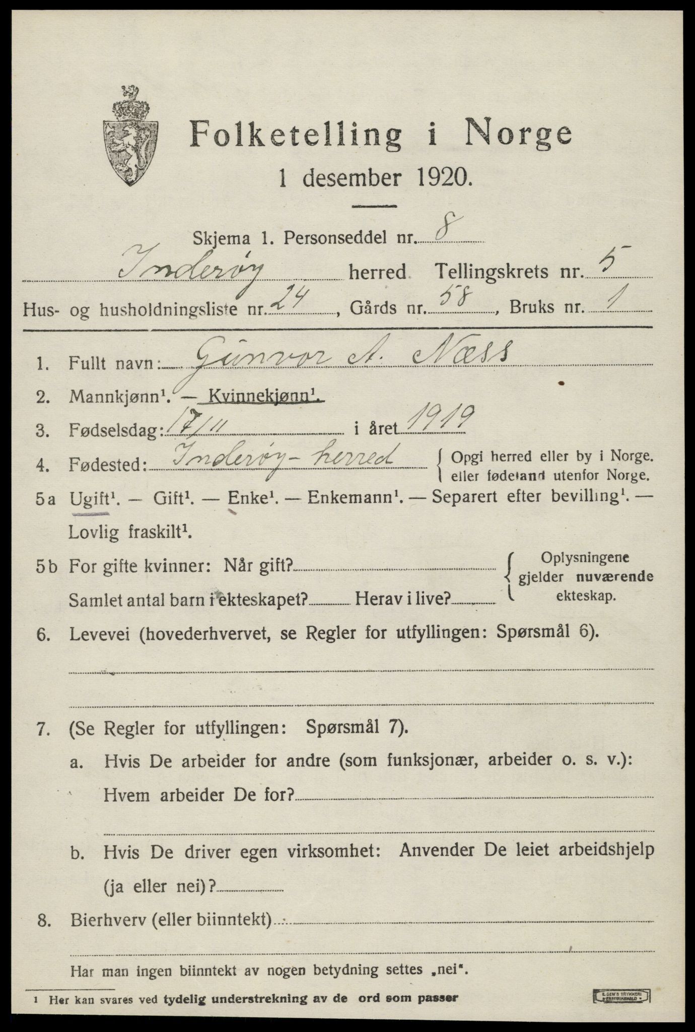 SAT, Folketelling 1920 for 1729 Inderøy herred, 1920, s. 4527