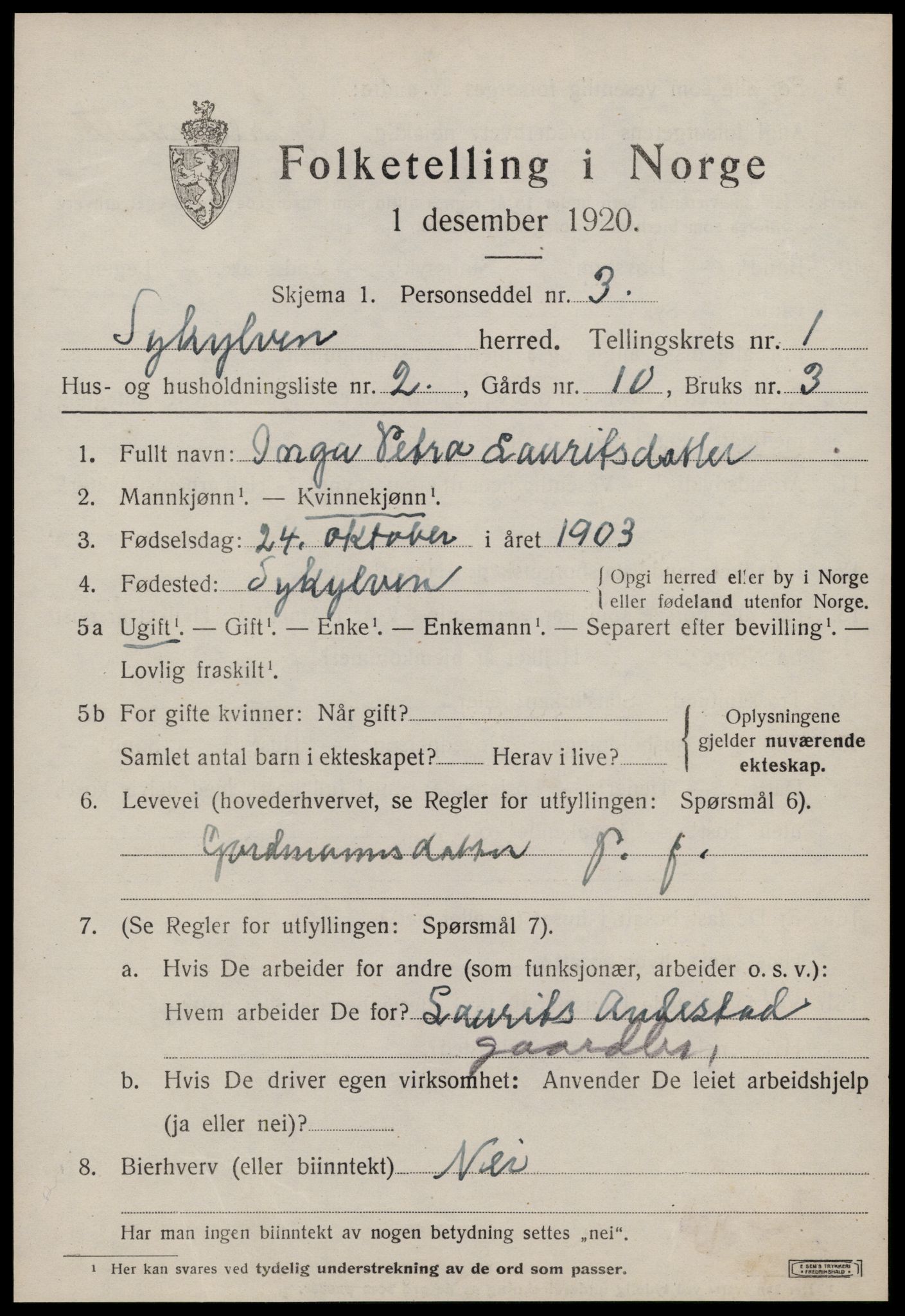 SAT, Folketelling 1920 for 1528 Sykkylven herred, 1920, s. 937