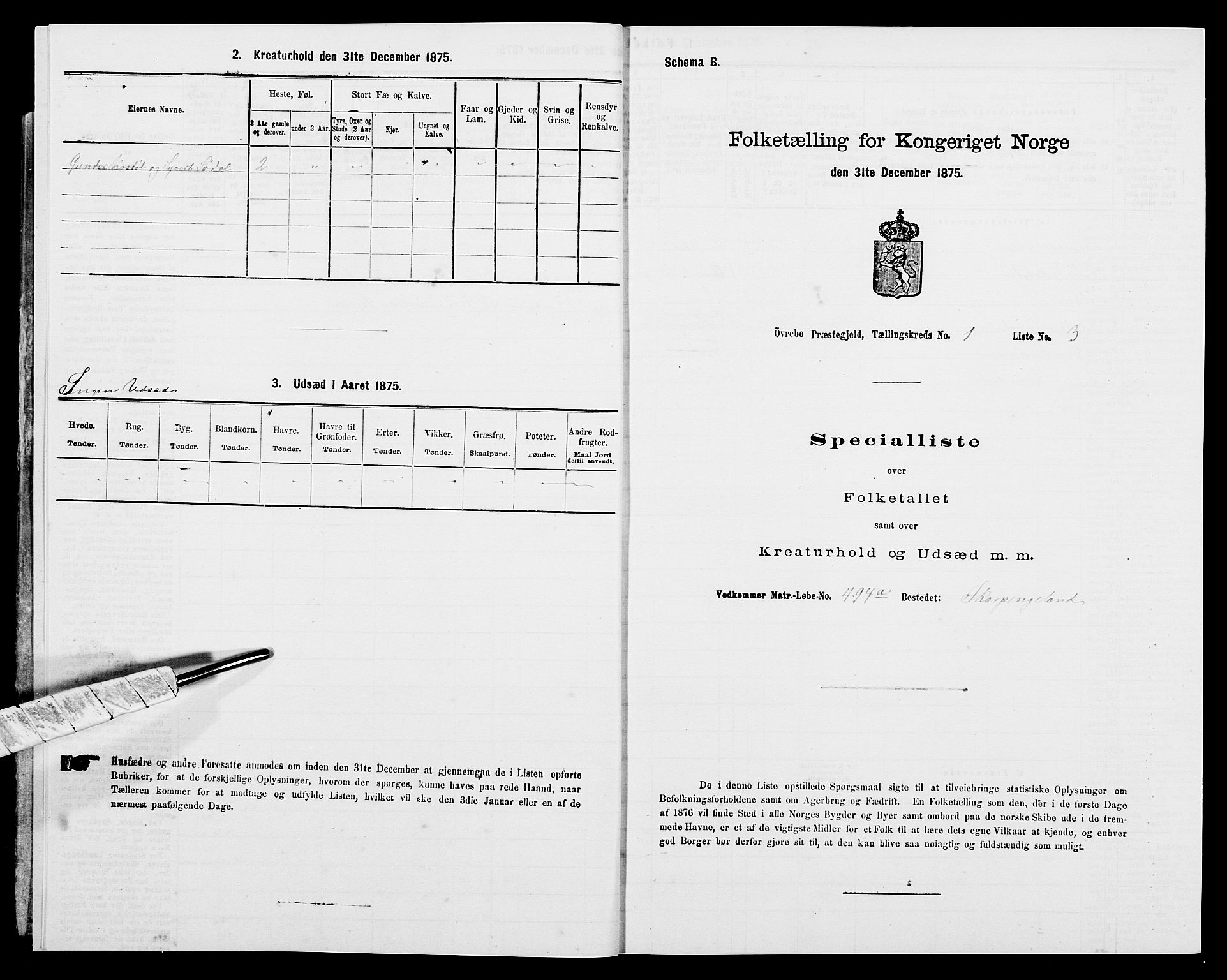 SAK, Folketelling 1875 for 1016P Øvrebø prestegjeld, 1875, s. 37