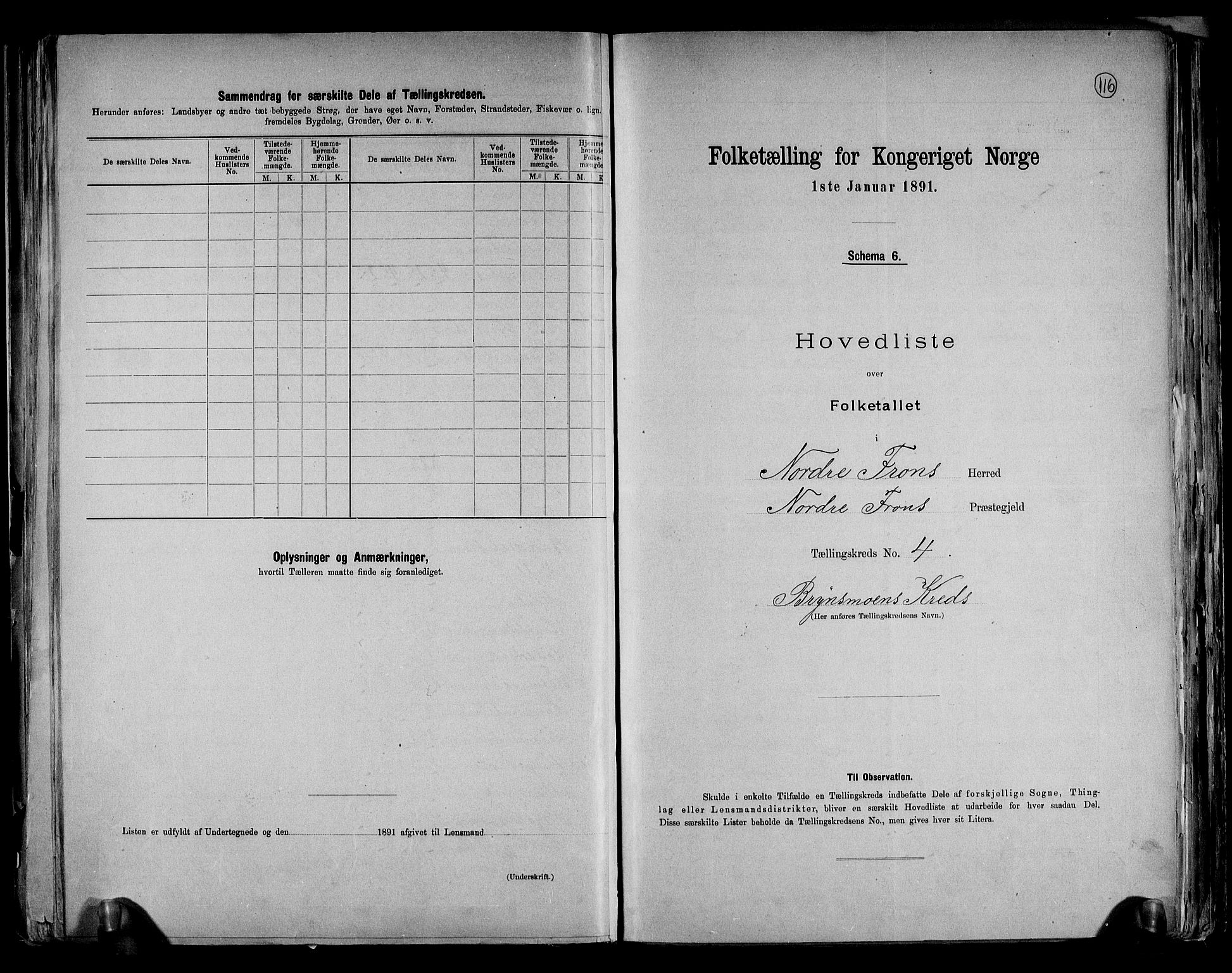 RA, Folketelling 1891 for 0518 Nord-Fron herred, 1891, s. 11