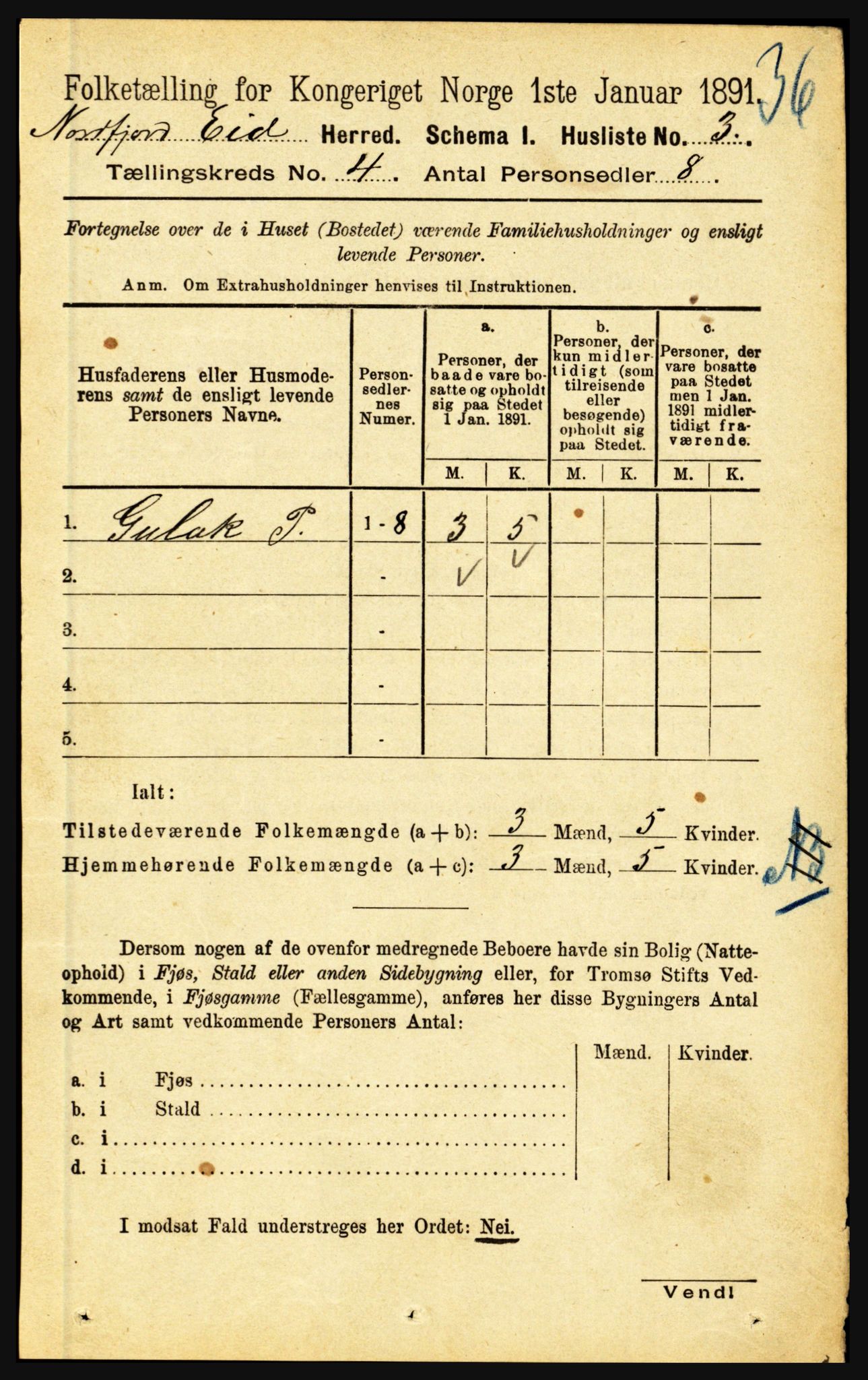 RA, Folketelling 1891 for 1443 Eid herred, 1891, s. 838