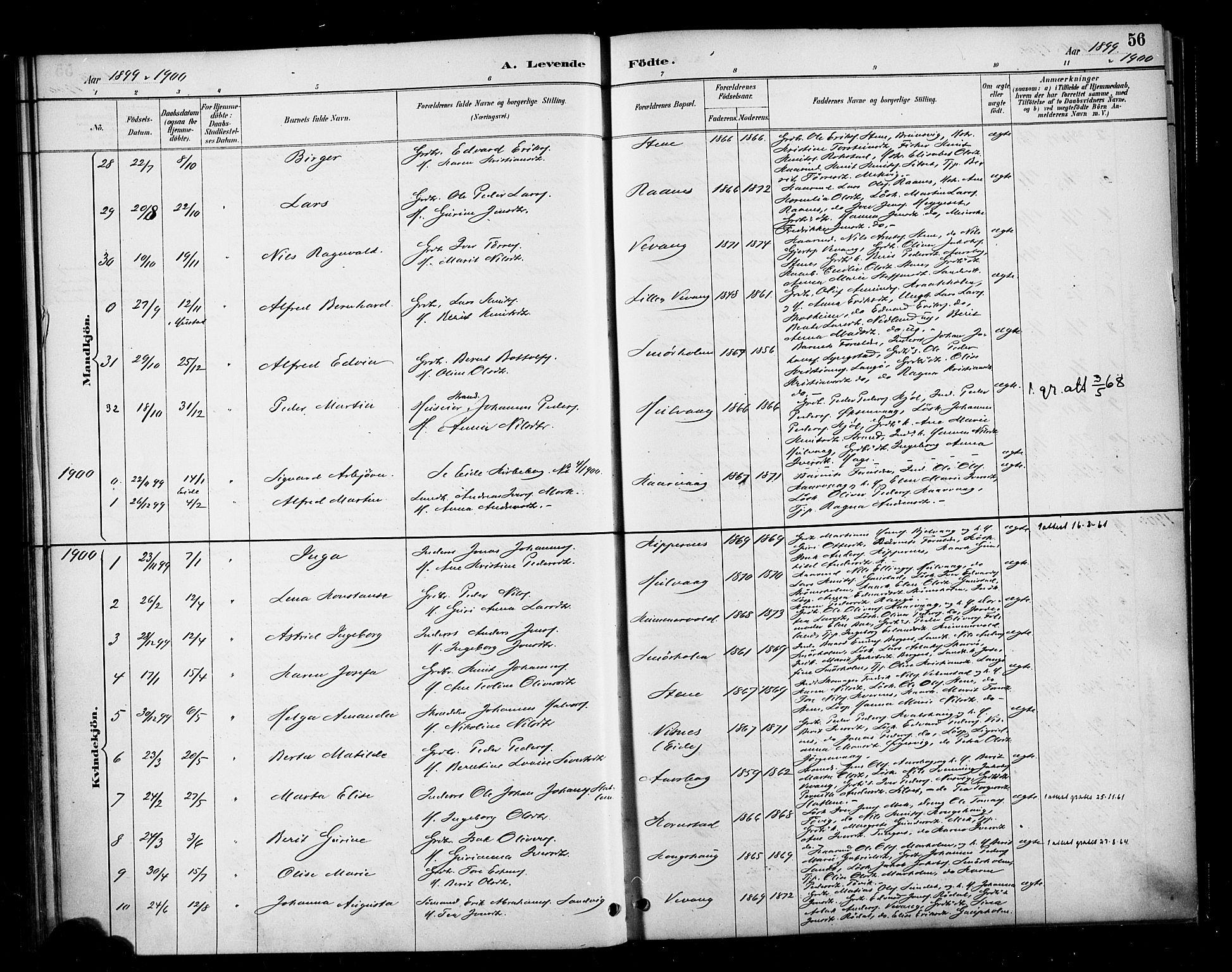 Ministerialprotokoller, klokkerbøker og fødselsregistre - Møre og Romsdal, AV/SAT-A-1454/570/L0832: Ministerialbok nr. 570A06, 1885-1900, s. 56