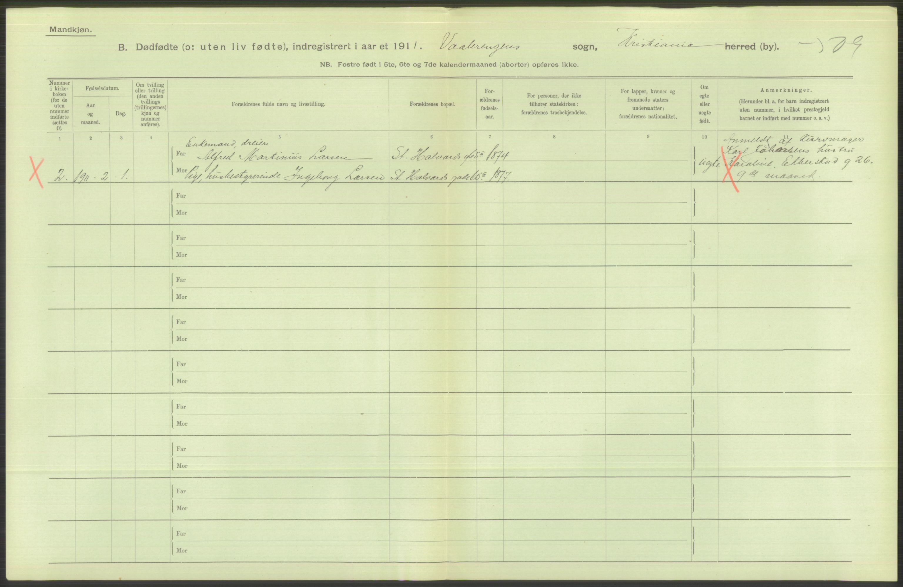 Statistisk sentralbyrå, Sosiodemografiske emner, Befolkning, AV/RA-S-2228/D/Df/Dfb/Dfba/L0010: Kristiania: Døde kvinner samt dødfødte., 1911, s. 60