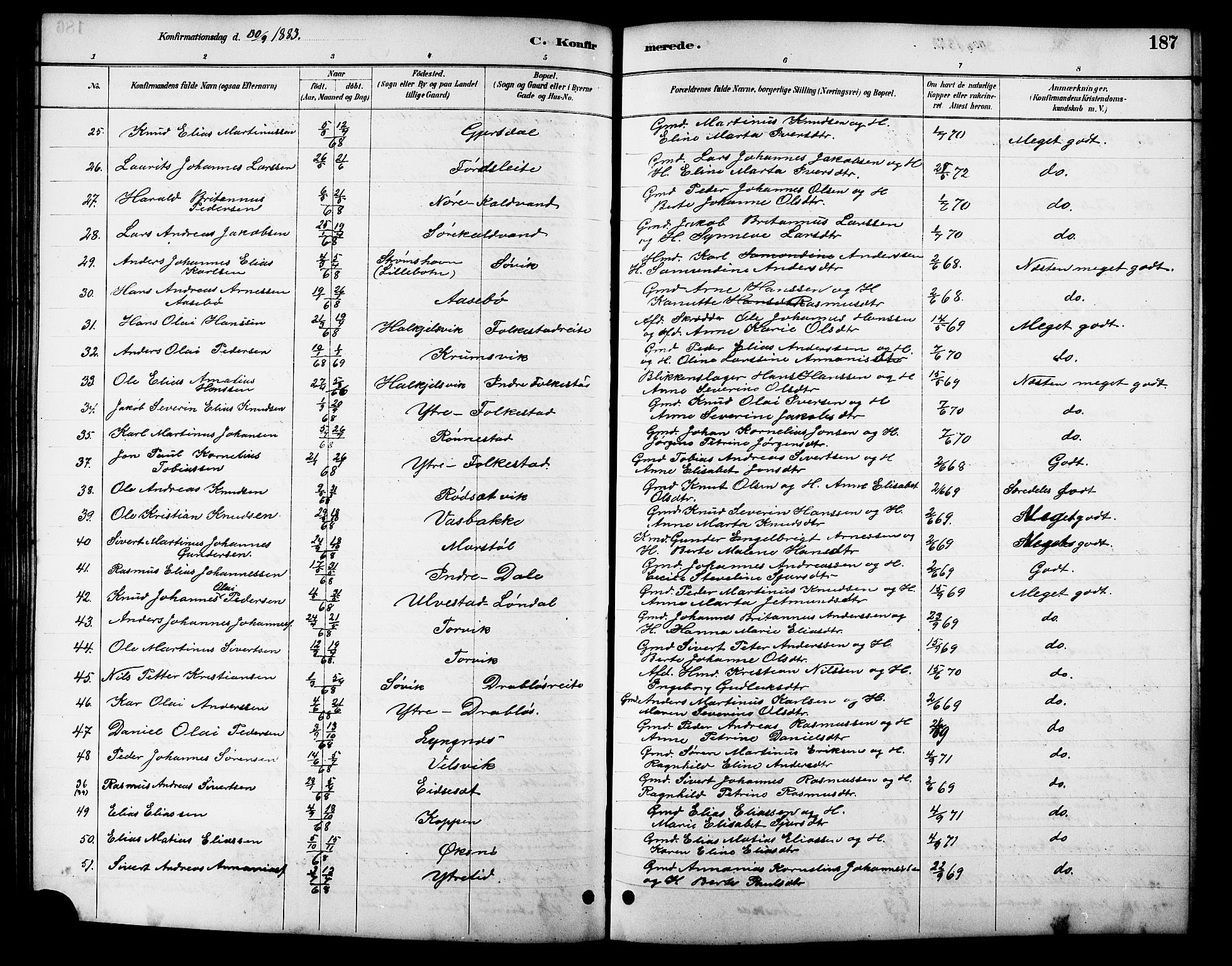 Ministerialprotokoller, klokkerbøker og fødselsregistre - Møre og Romsdal, AV/SAT-A-1454/511/L0158: Klokkerbok nr. 511C04, 1884-1903, s. 187