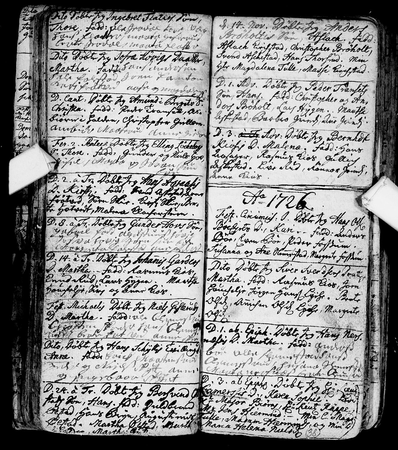 Røyken kirkebøker, SAKO/A-241/F/Fa/L0001: Ministerialbok nr. 1, 1701-1730, s. 38