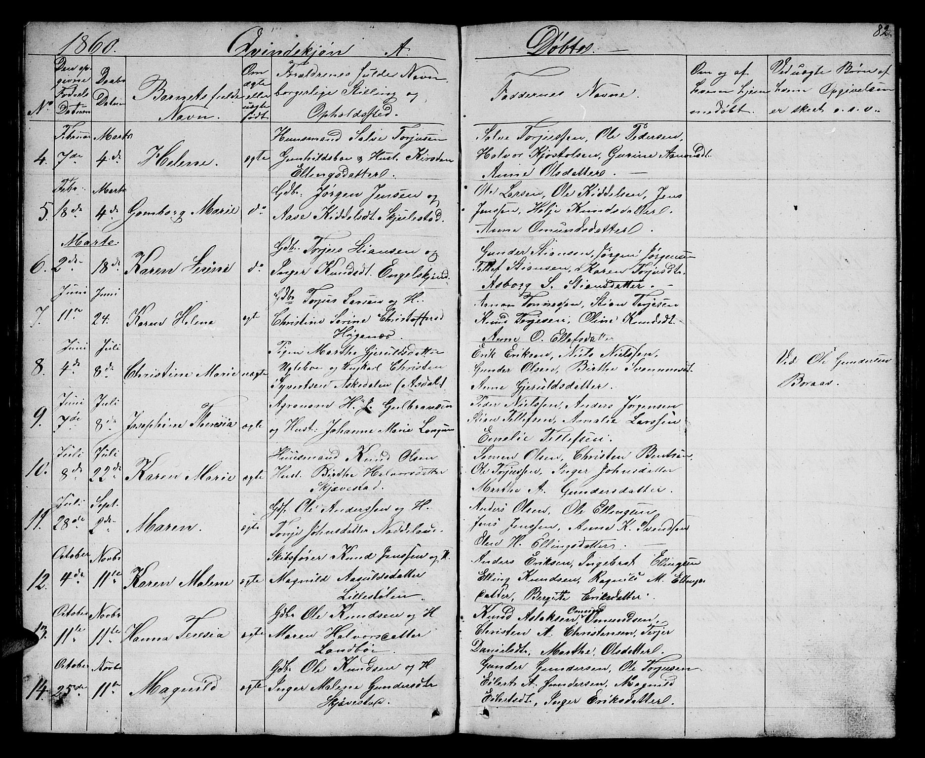 Austre Moland sokneprestkontor, SAK/1111-0001/F/Fb/Fba/L0001: Klokkerbok nr. B 1, 1842-1868, s. 82