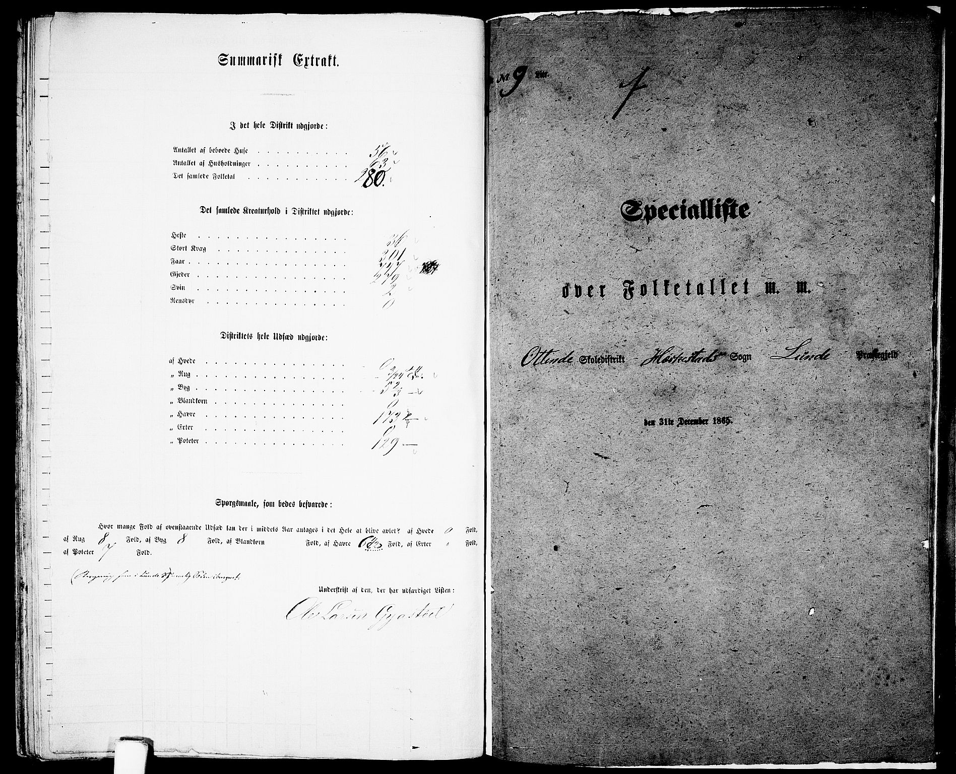 RA, Folketelling 1865 for 1112P Lund prestegjeld, 1865, s. 95