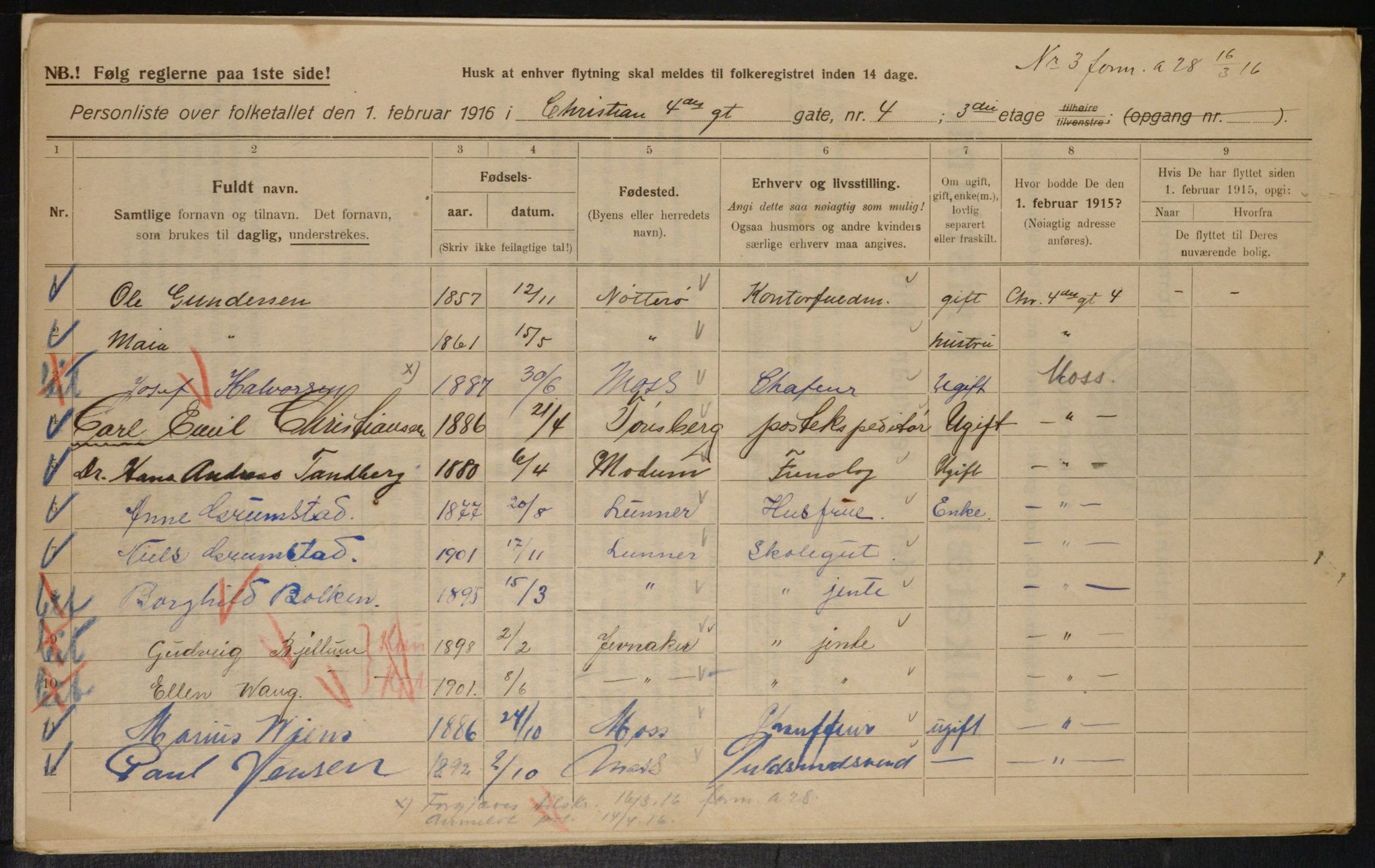 OBA, Kommunal folketelling 1.2.1916 for Kristiania, 1916, s. 55292