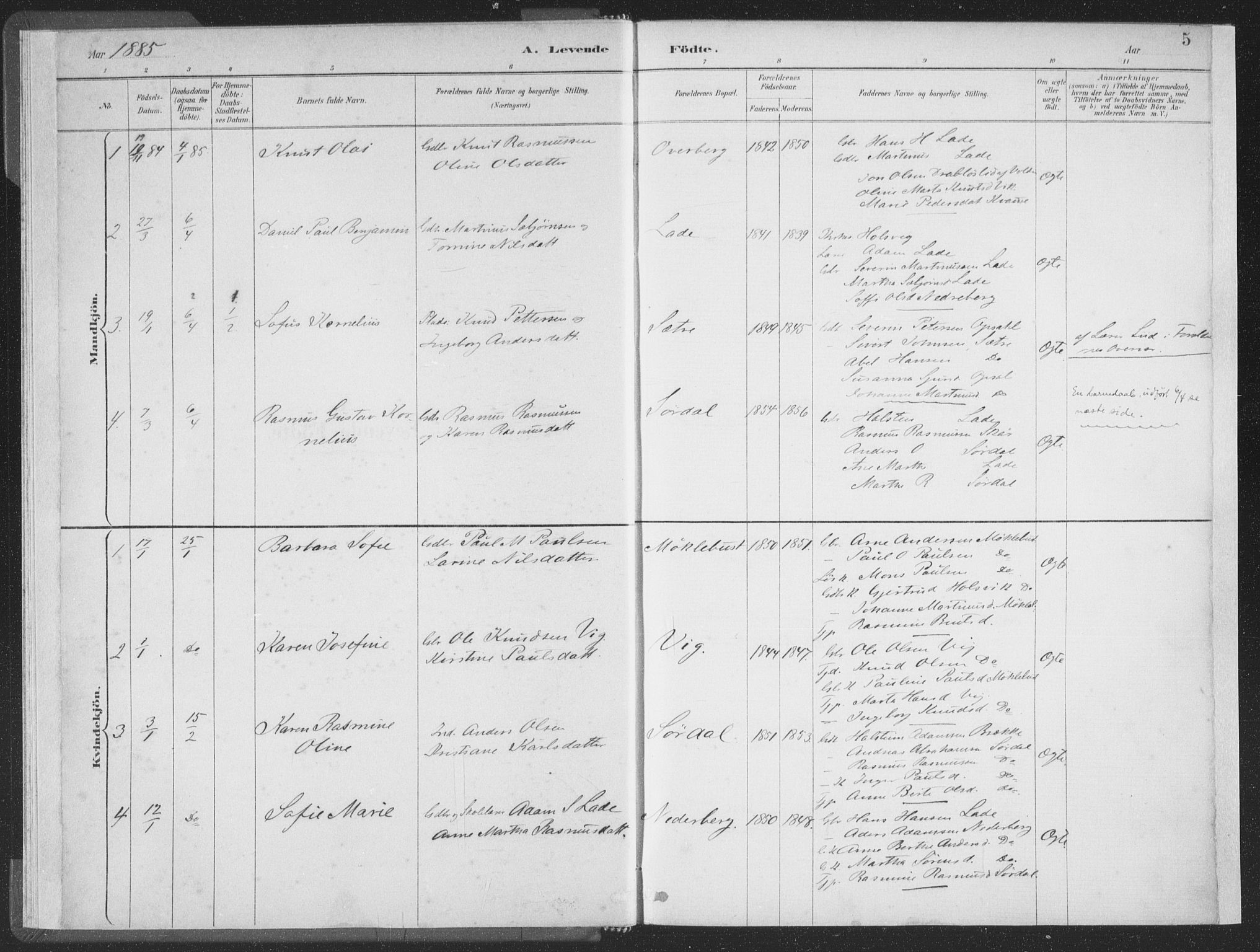 Ministerialprotokoller, klokkerbøker og fødselsregistre - Møre og Romsdal, SAT/A-1454/502/L0025: Ministerialbok nr. 502A03, 1885-1909, s. 5