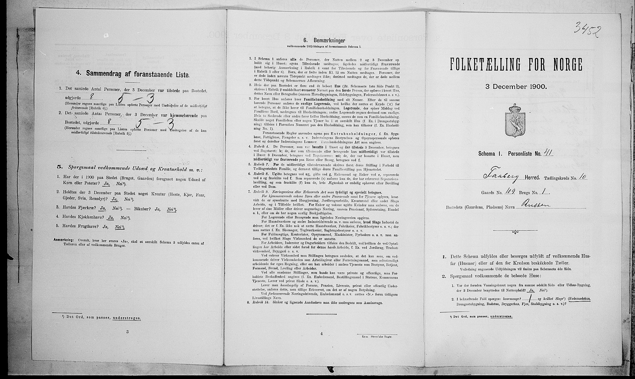 SAH, Folketelling 1900 for 0524 Fåberg herred, 1900, s. 1100