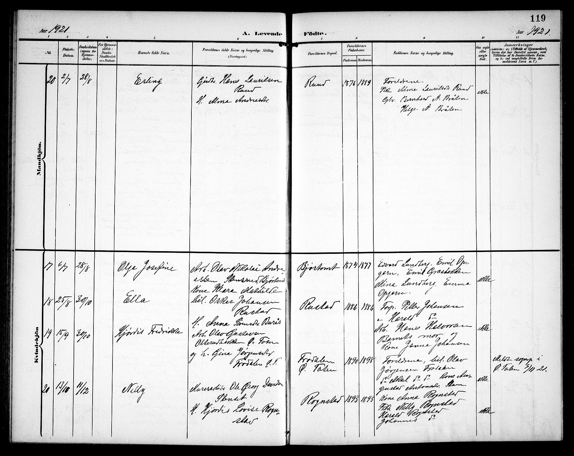 Hurdal prestekontor Kirkebøker, AV/SAO-A-10889/G/Ga/L0001: Klokkerbok nr. I 1, 1902-1934, s. 119