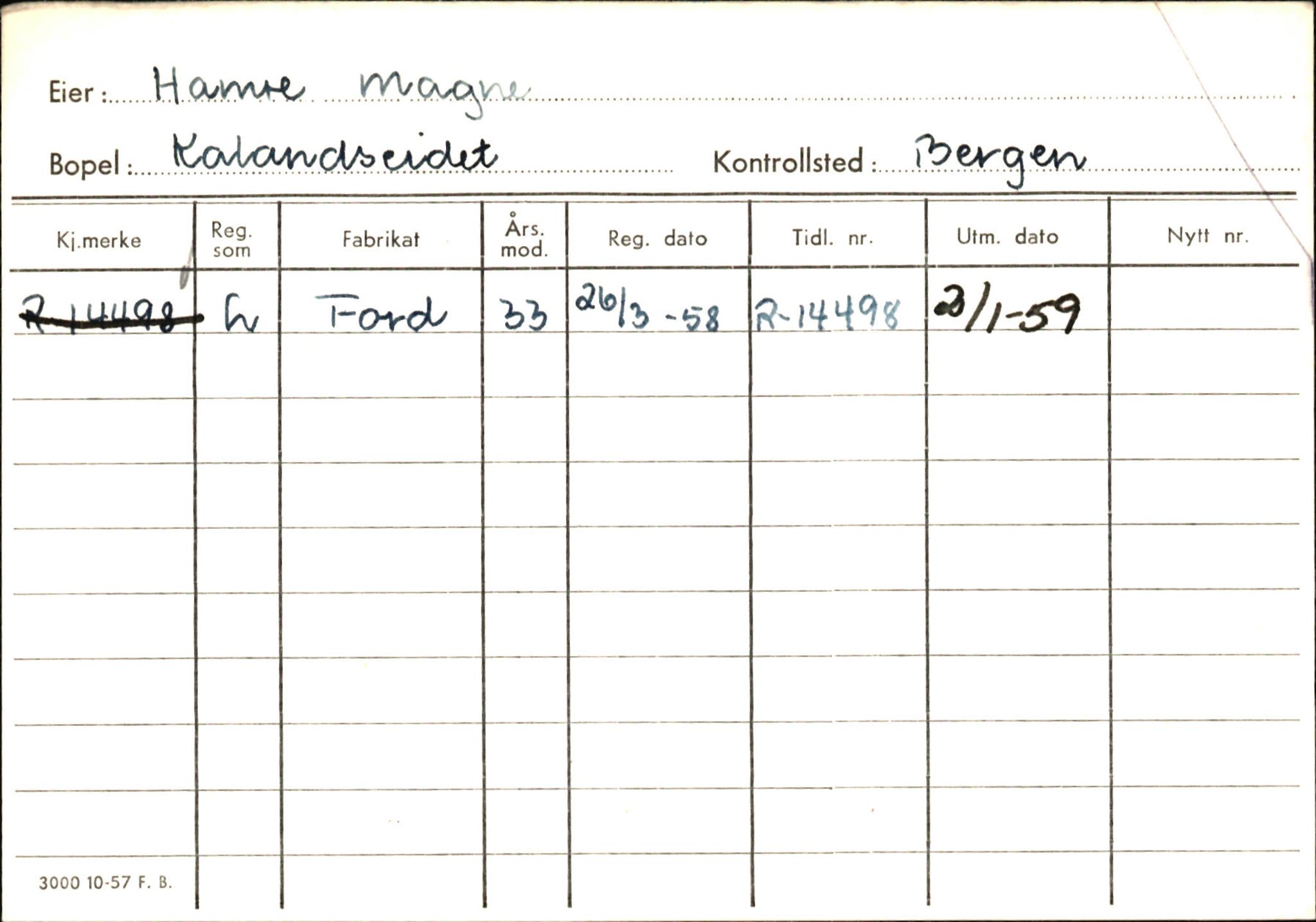 Statens vegvesen, Hordaland vegkontor, SAB/A-5201/2/Ha/L0018: R-eierkort H, 1920-1971, s. 663