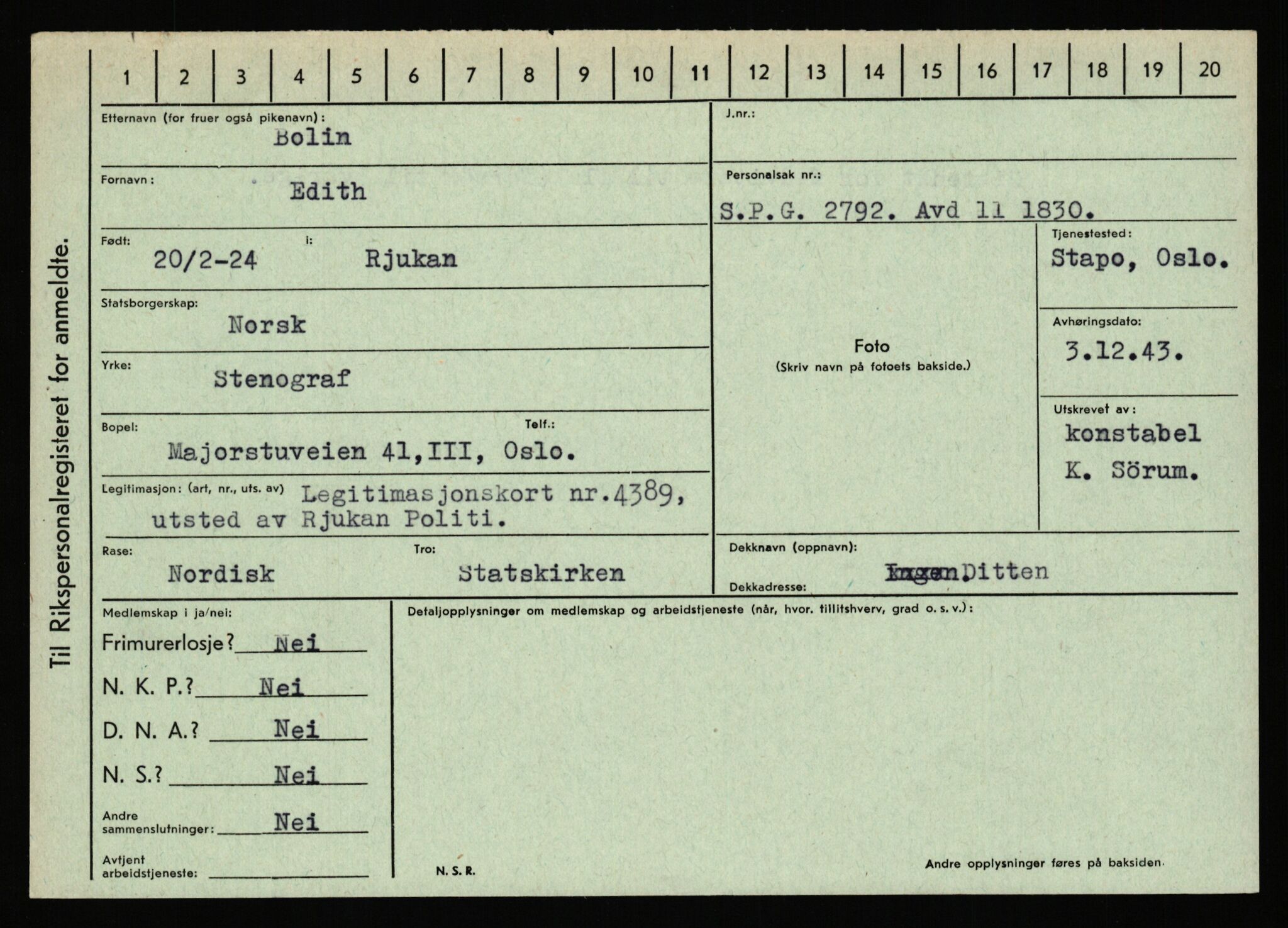 Statspolitiet - Hovedkontoret / Osloavdelingen, AV/RA-S-1329/C/Ca/L0002: Arneberg - Brand, 1943-1945, s. 4470