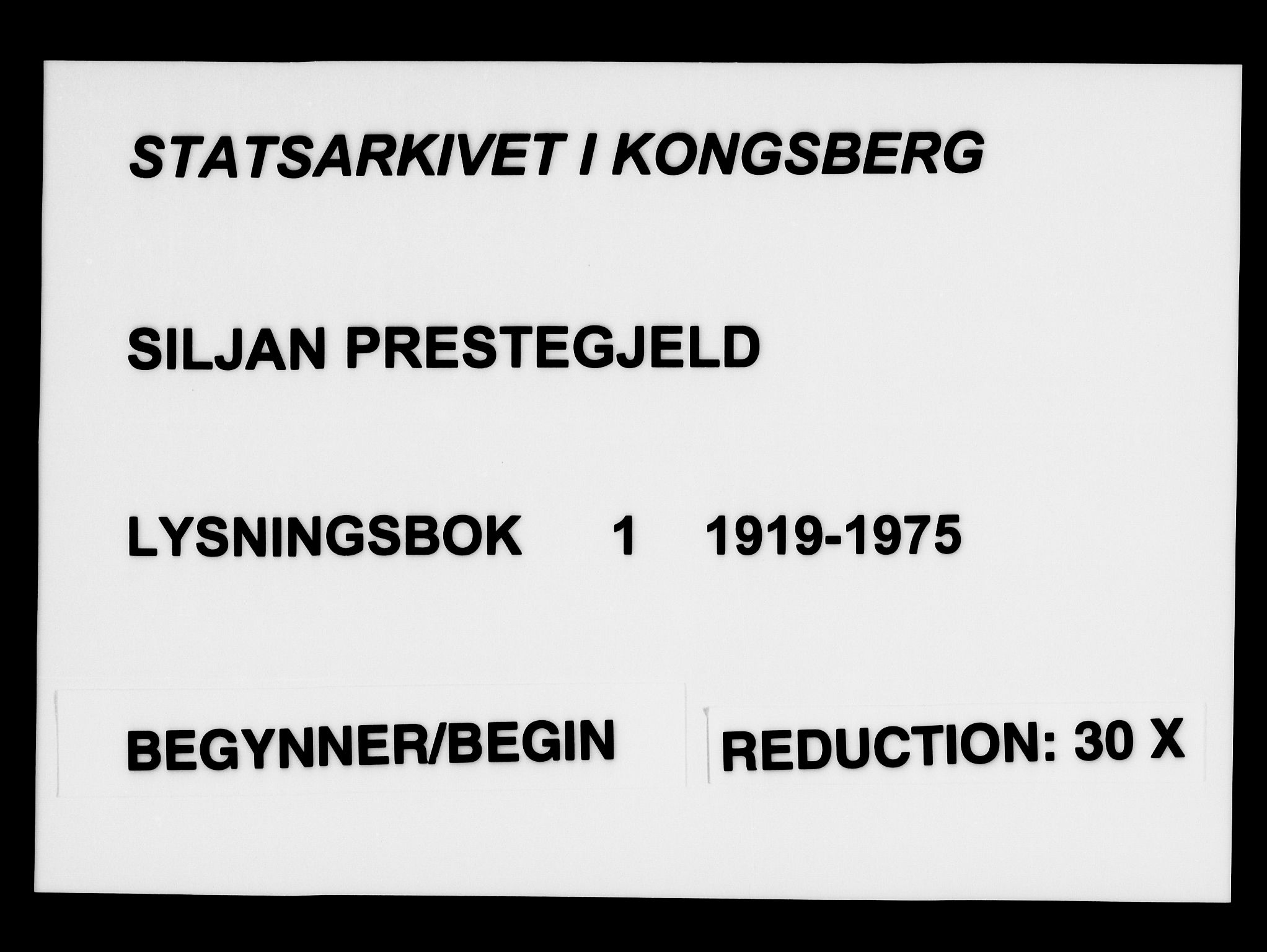 Siljan kirkebøker, AV/SAKO-A-300/H/Ha/L0001: Lysningsprotokoll nr. 1, 1919-1975