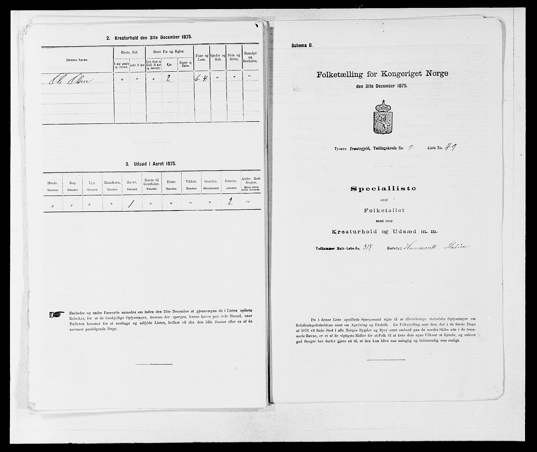 SAB, Folketelling 1875 for 1223P Tysnes prestegjeld, 1875, s. 1121