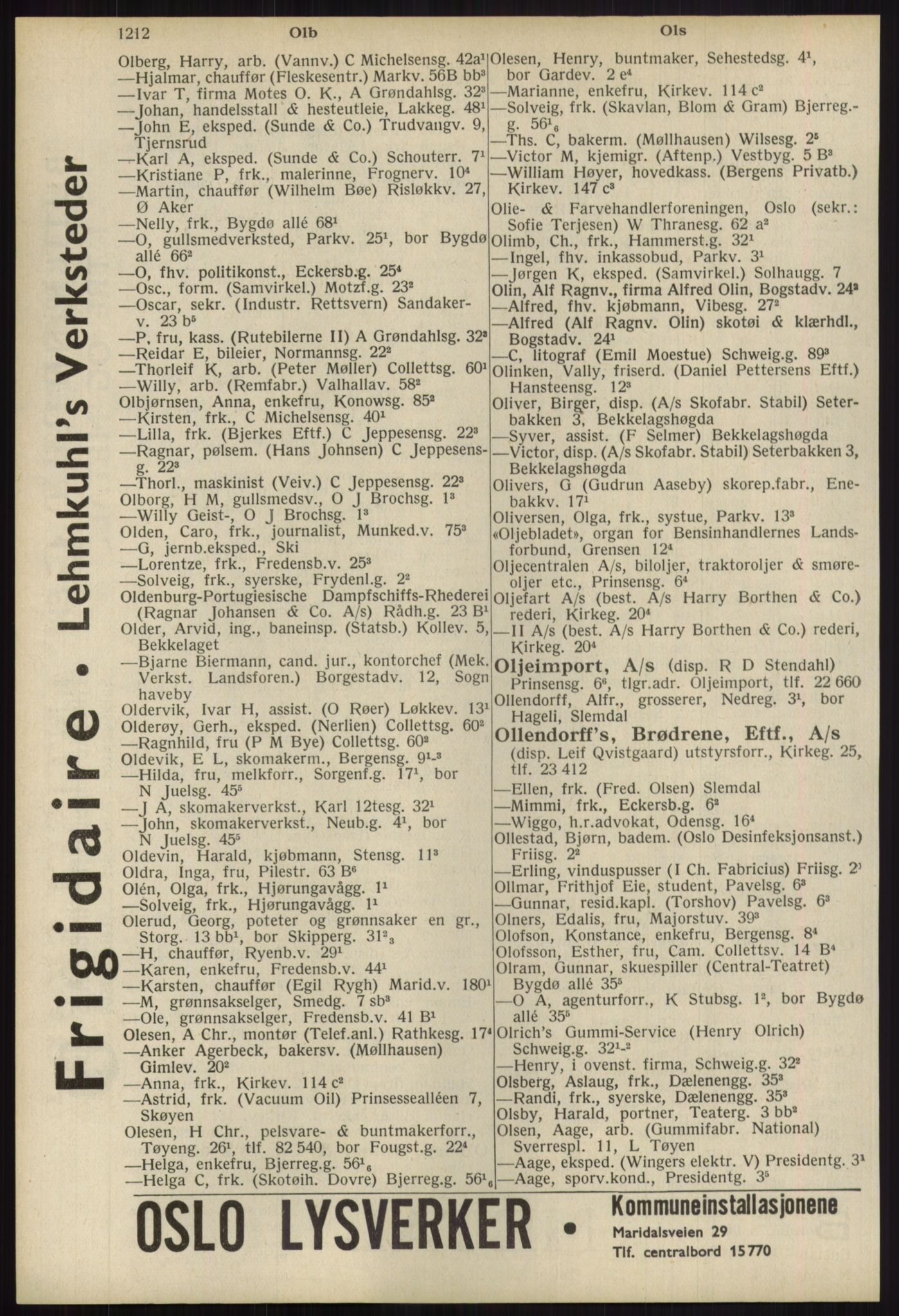 Kristiania/Oslo adressebok, PUBL/-, 1939, s. 1212