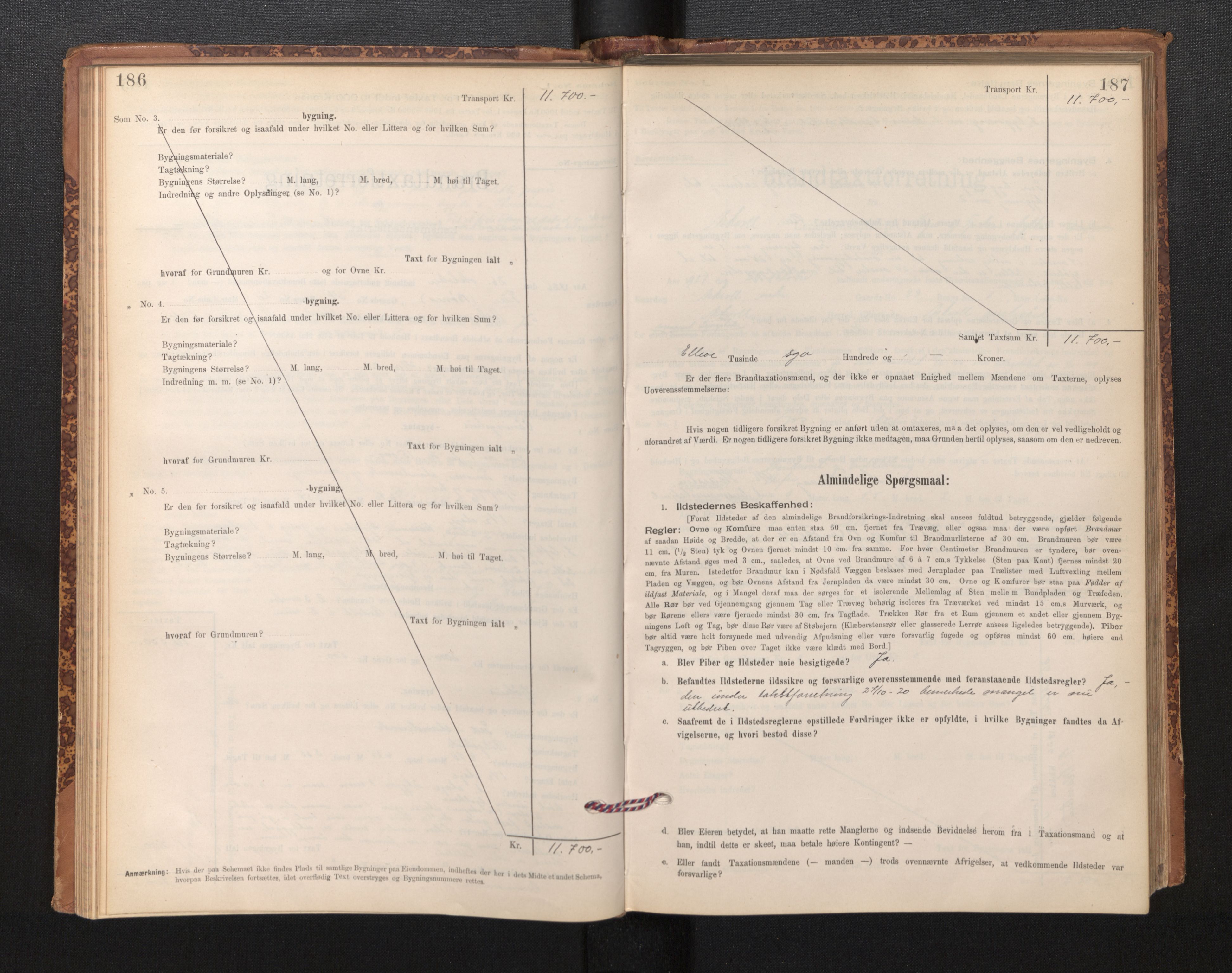 Lensmannen i Askvoll, SAB/A-26301/0012/L0004: Branntakstprotokoll, skjematakst og liste over branntakstmenn, 1895-1932, s. 186-187