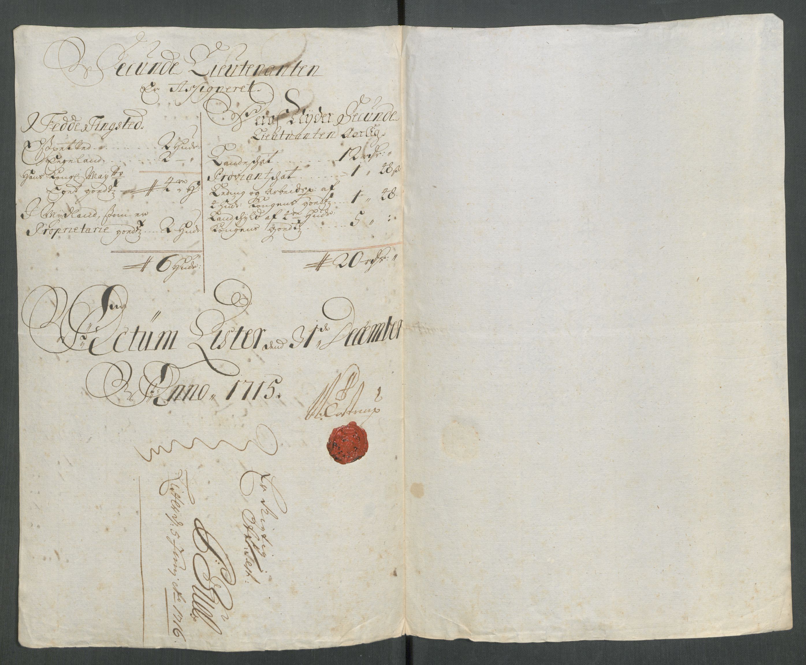 Rentekammeret inntil 1814, Reviderte regnskaper, Fogderegnskap, AV/RA-EA-4092/R43/L2559: Fogderegnskap Lista og Mandal, 1715, s. 185