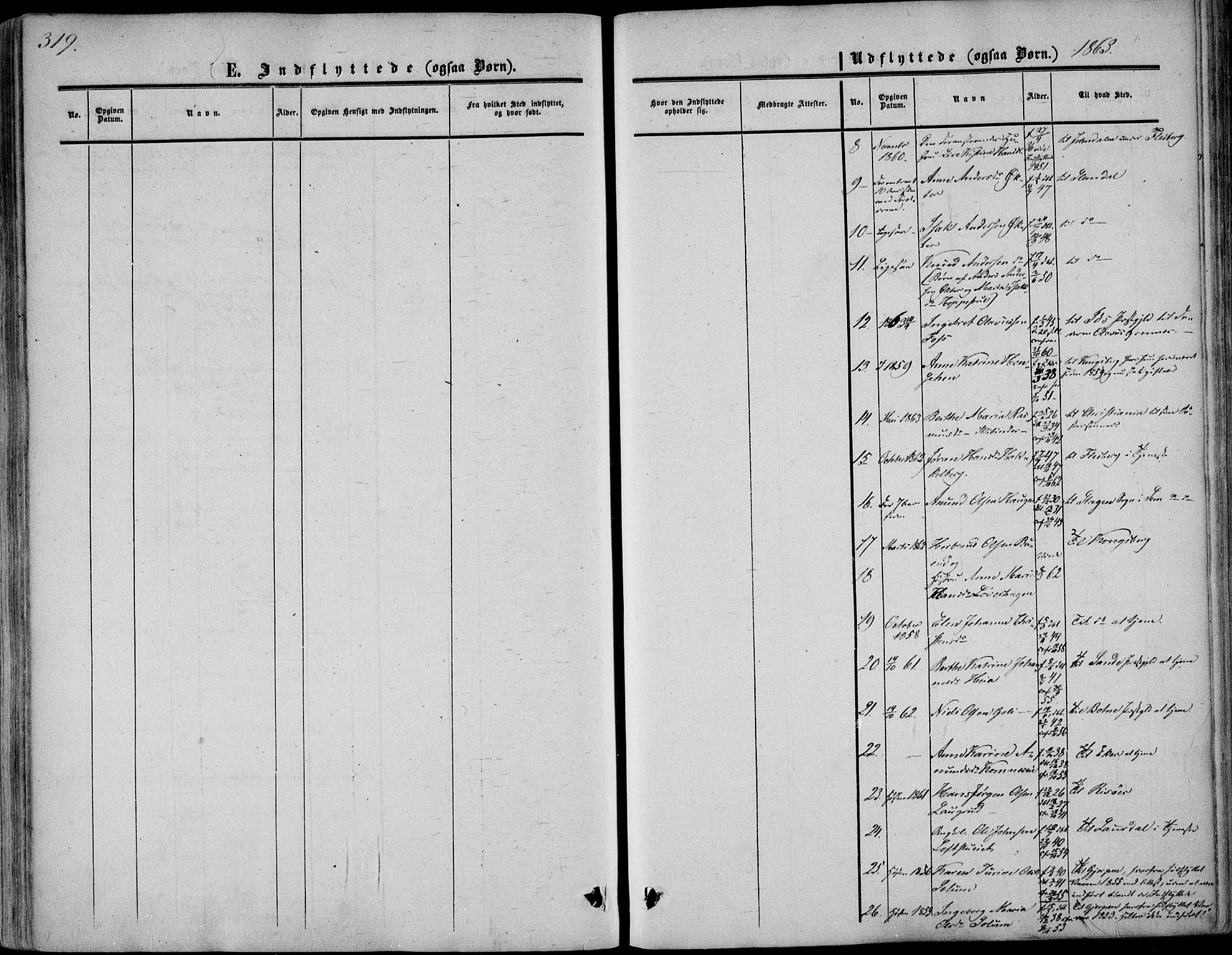 Sandsvær kirkebøker, SAKO/A-244/F/Fa/L0006: Ministerialbok nr. I 6, 1857-1868, s. 319