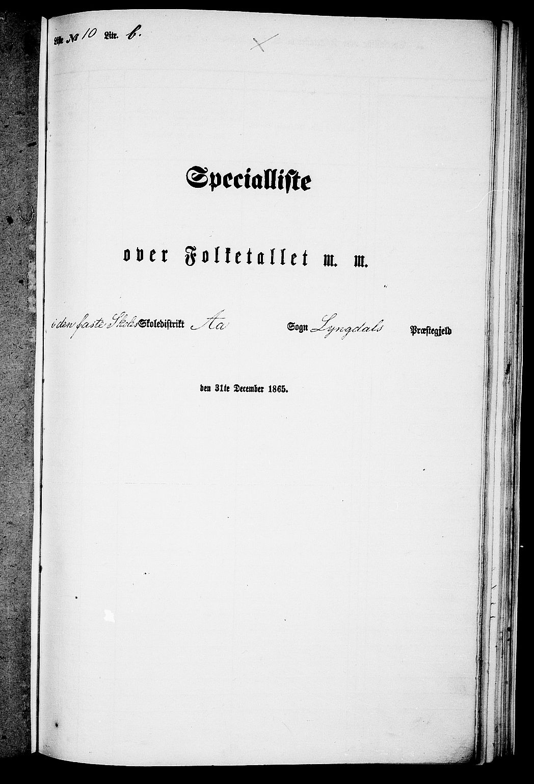 RA, Folketelling 1865 for 1032P Lyngdal prestegjeld, 1865, s. 209