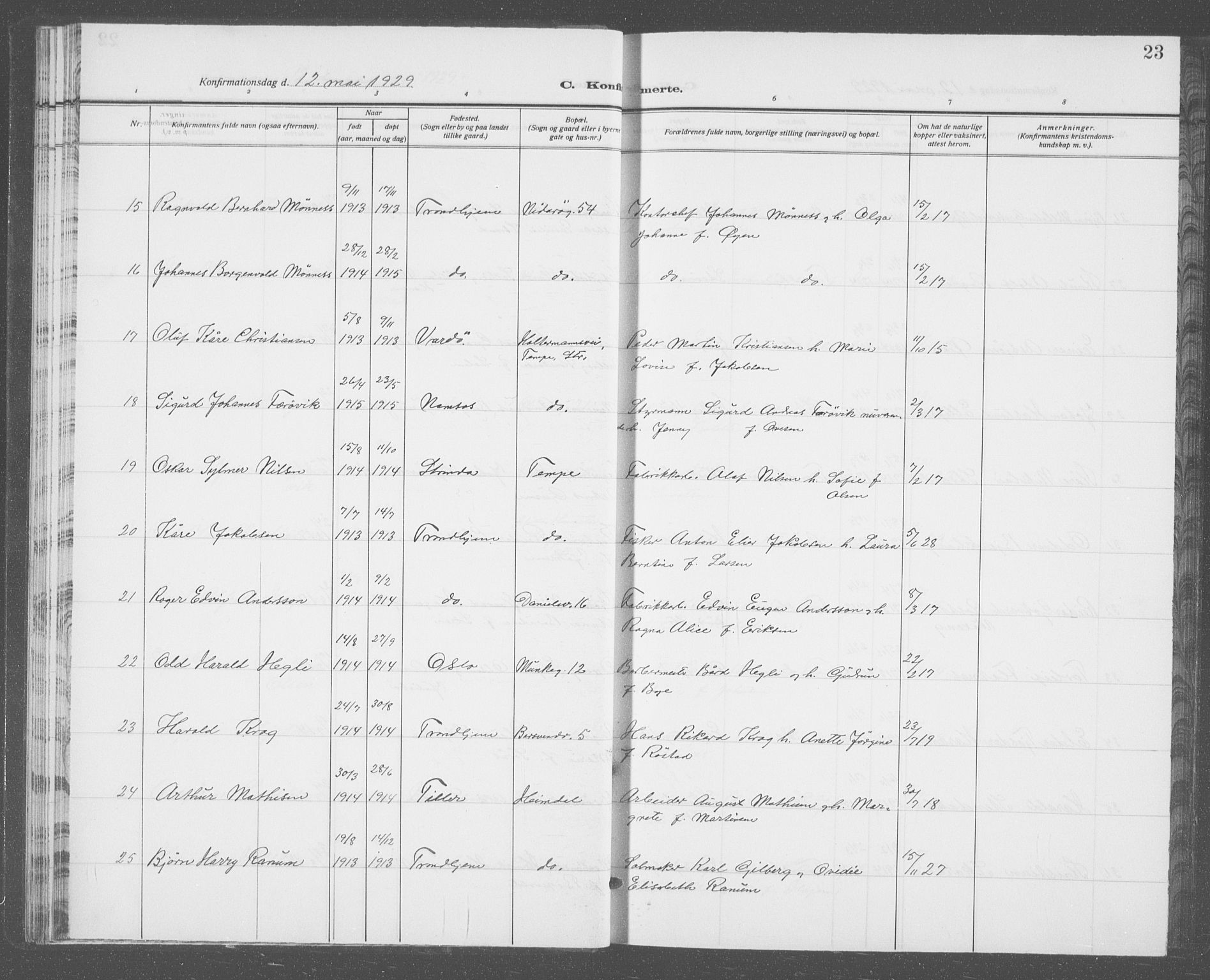 Ministerialprotokoller, klokkerbøker og fødselsregistre - Sør-Trøndelag, SAT/A-1456/601/L0099: Klokkerbok nr. 601C17, 1928-1941, s. 23