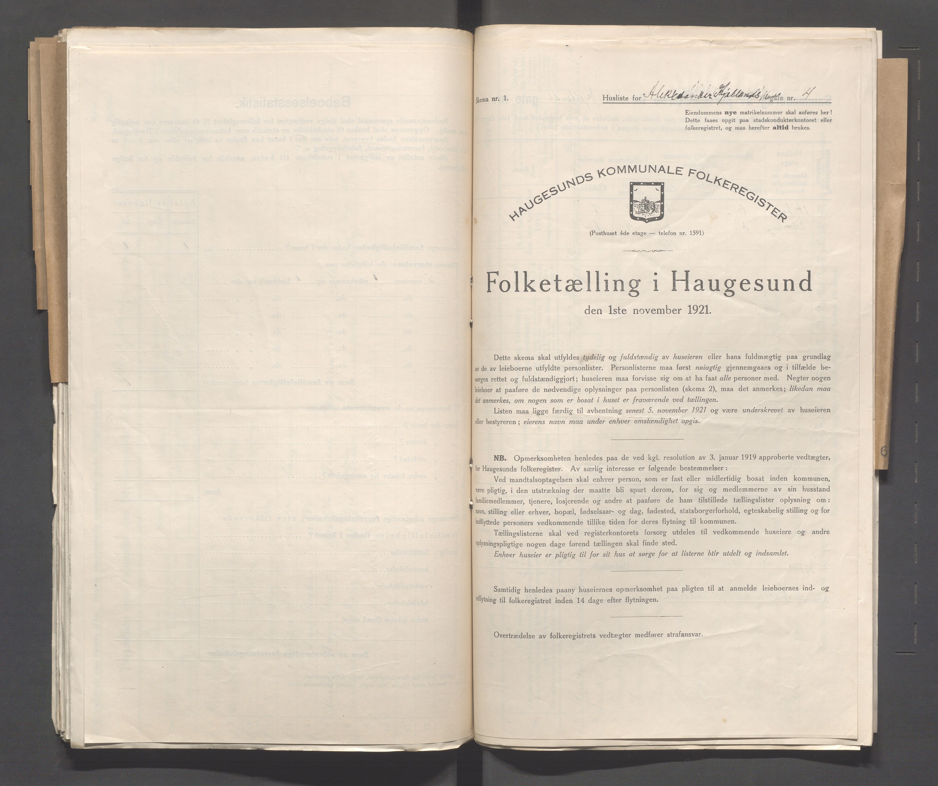 IKAR, Kommunal folketelling 1.11.1921 for Haugesund, 1921, s. 61