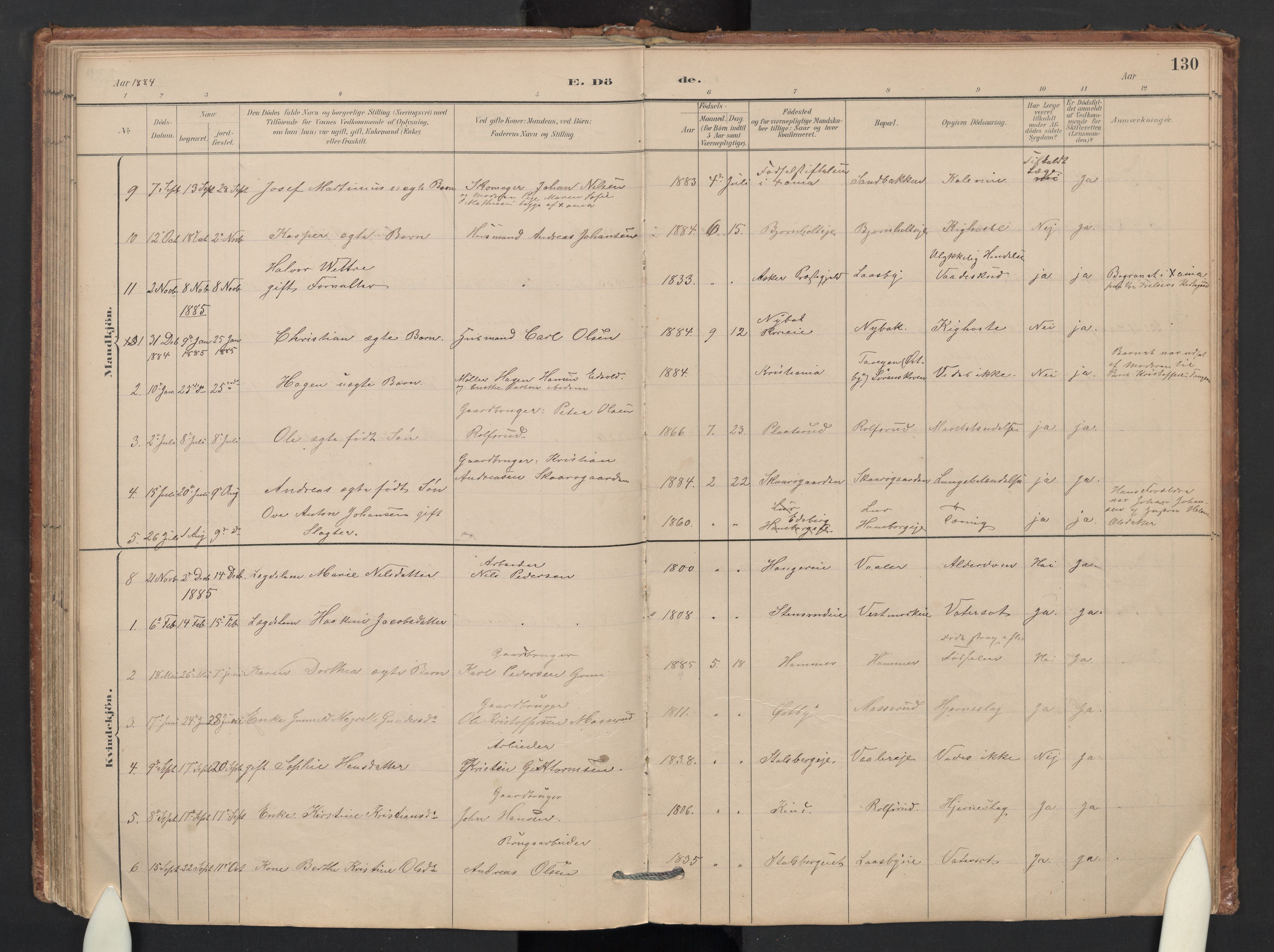 Skedsmo prestekontor Kirkebøker, AV/SAO-A-10033a/G/Gb/L0001: Klokkerbok nr. II 1, 1883-1903, s. 130