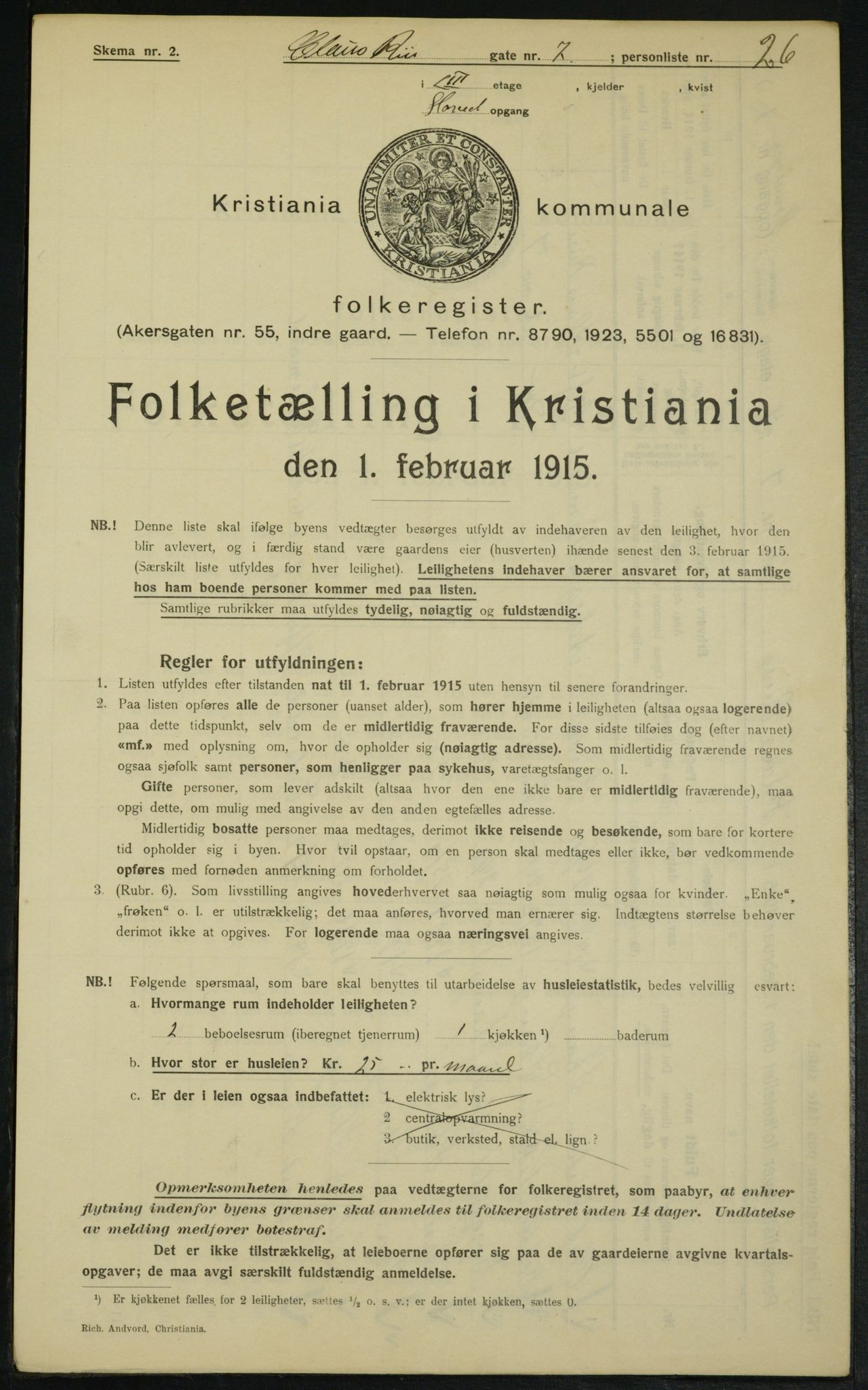 OBA, Kommunal folketelling 1.2.1915 for Kristiania, 1915, s. 12786