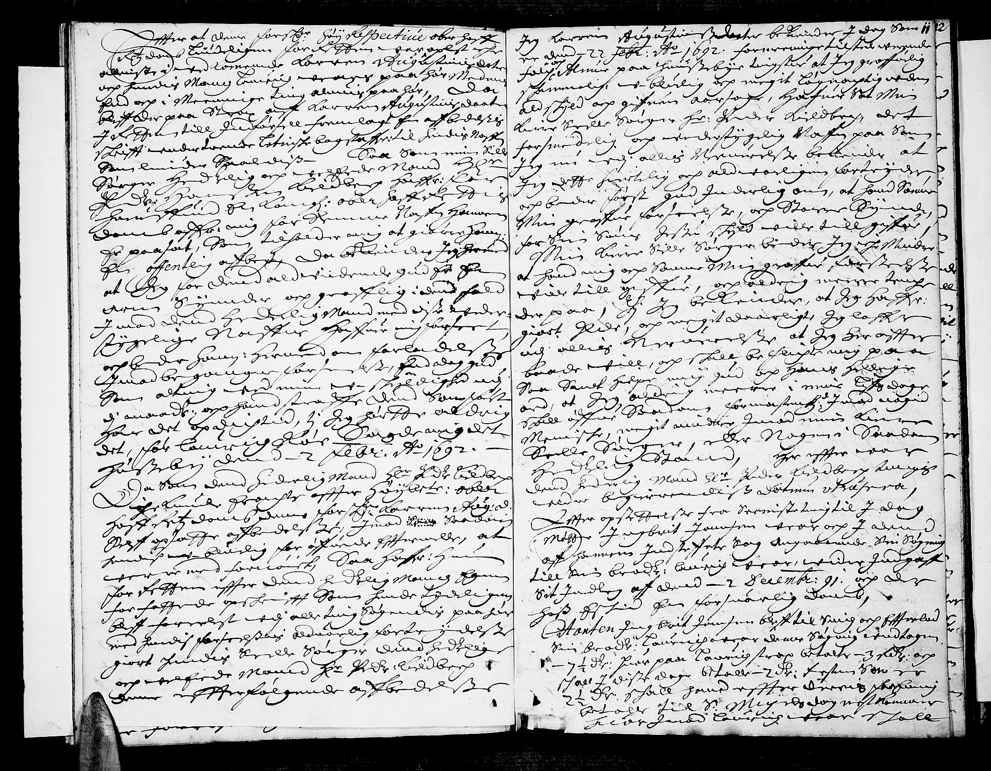 Lier, Røyken og Hurum sorenskriveri, AV/SAKO-A-89/F/Fa/L0033: Tingbok, 1692, s. 11
