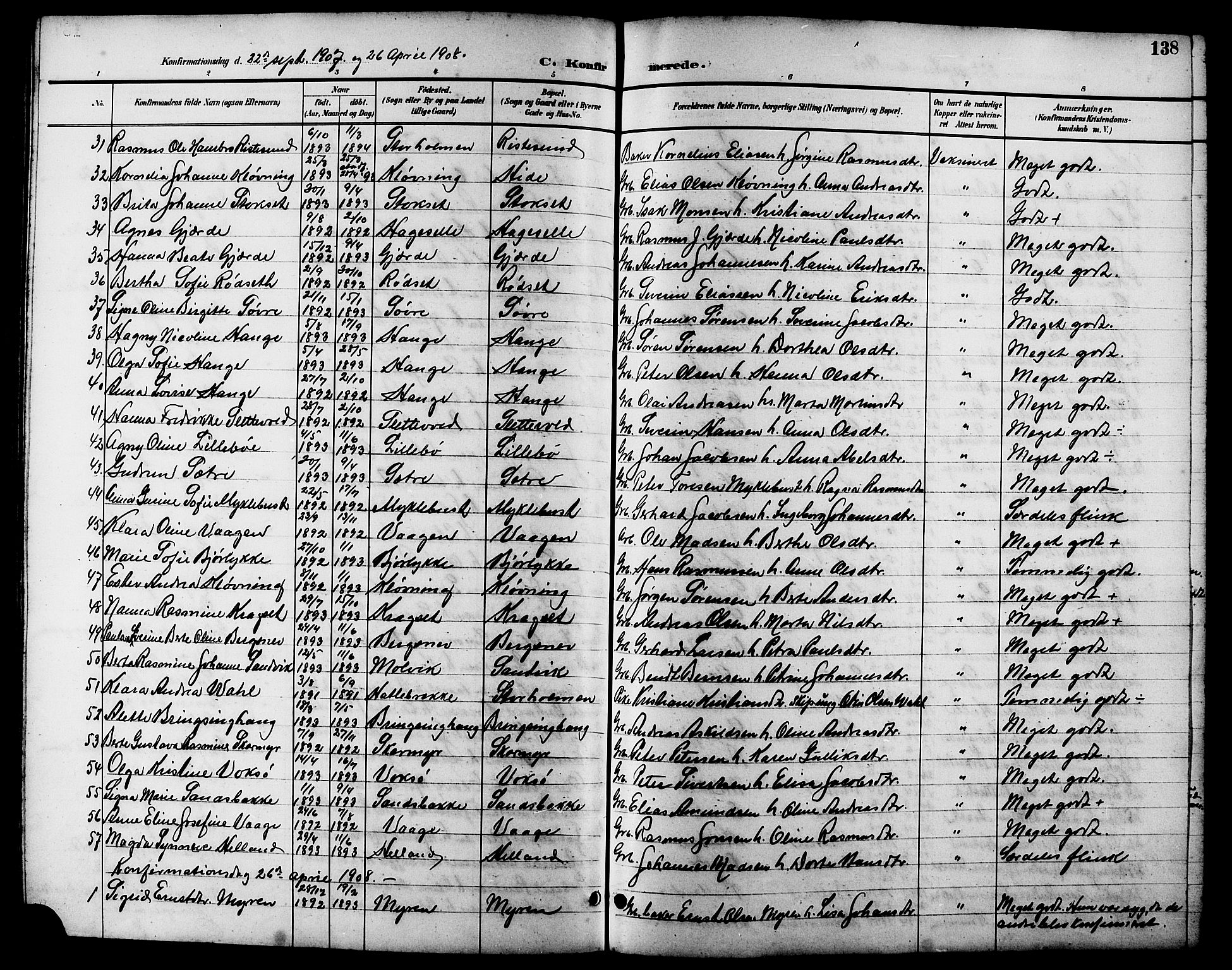 Ministerialprotokoller, klokkerbøker og fødselsregistre - Møre og Romsdal, AV/SAT-A-1454/503/L0049: Klokkerbok nr. 503C04, 1894-1915, s. 138