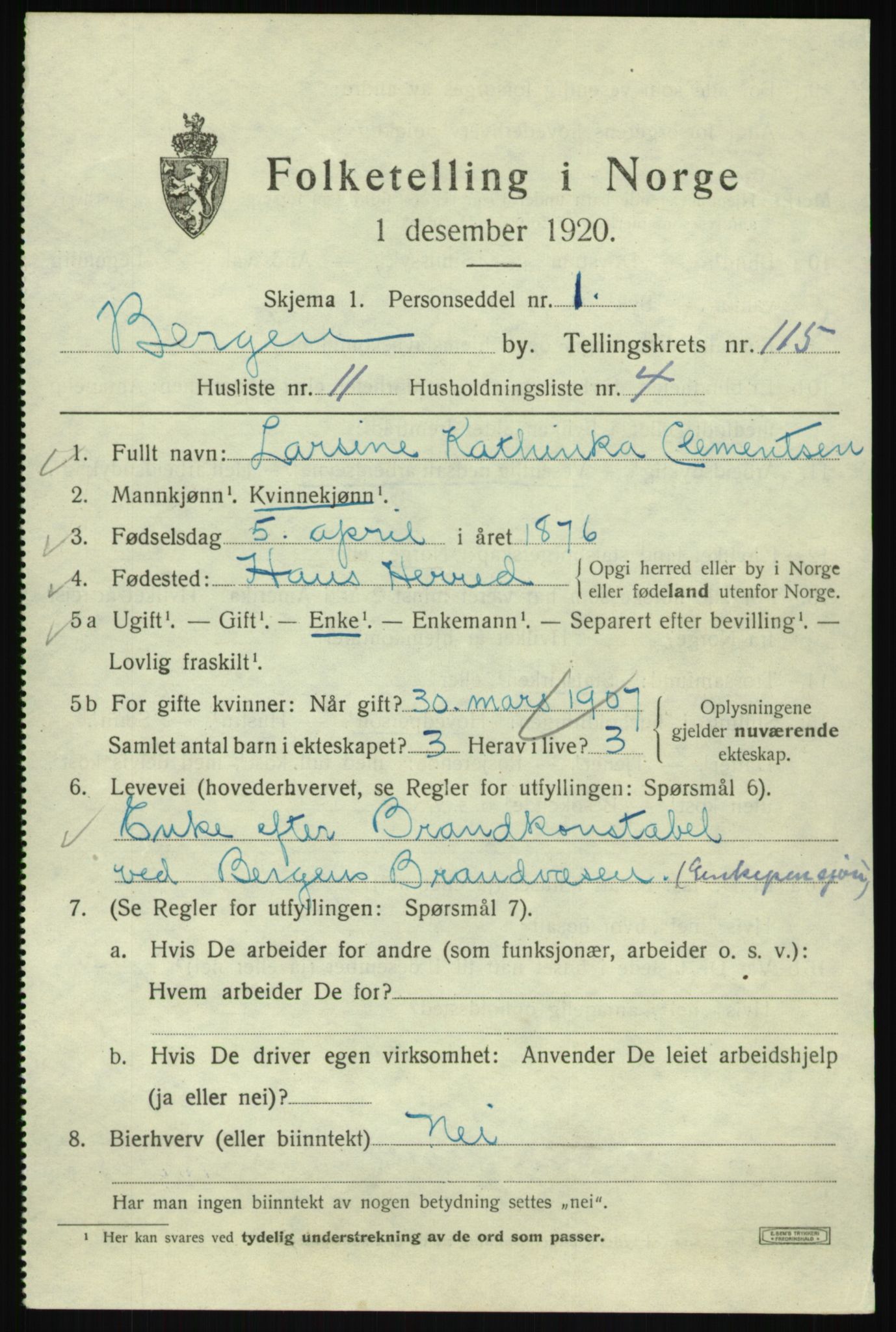 SAB, Folketelling 1920 for 1301 Bergen kjøpstad, 1920, s. 195429